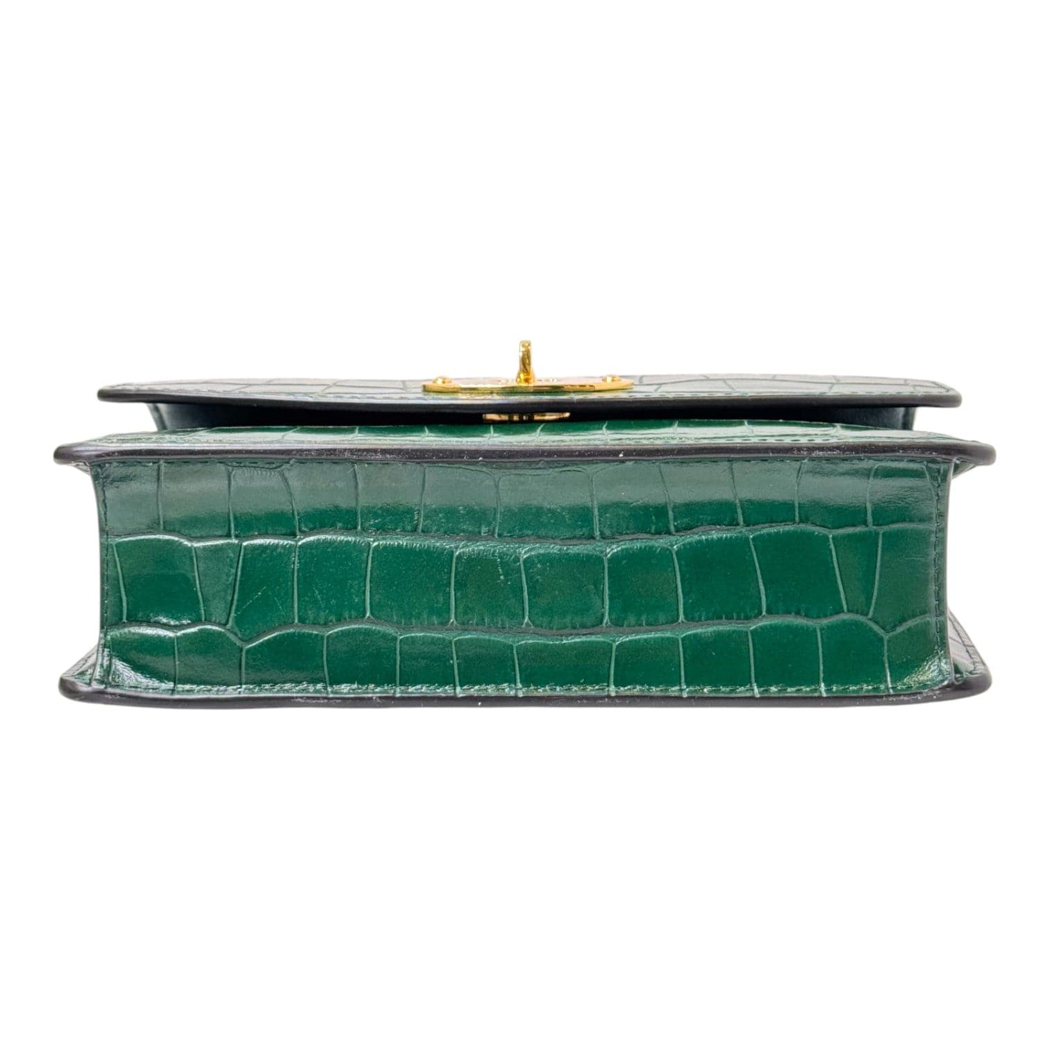 Mulberry Mulberry Darley Croco Print Bag Green with Gold Chain