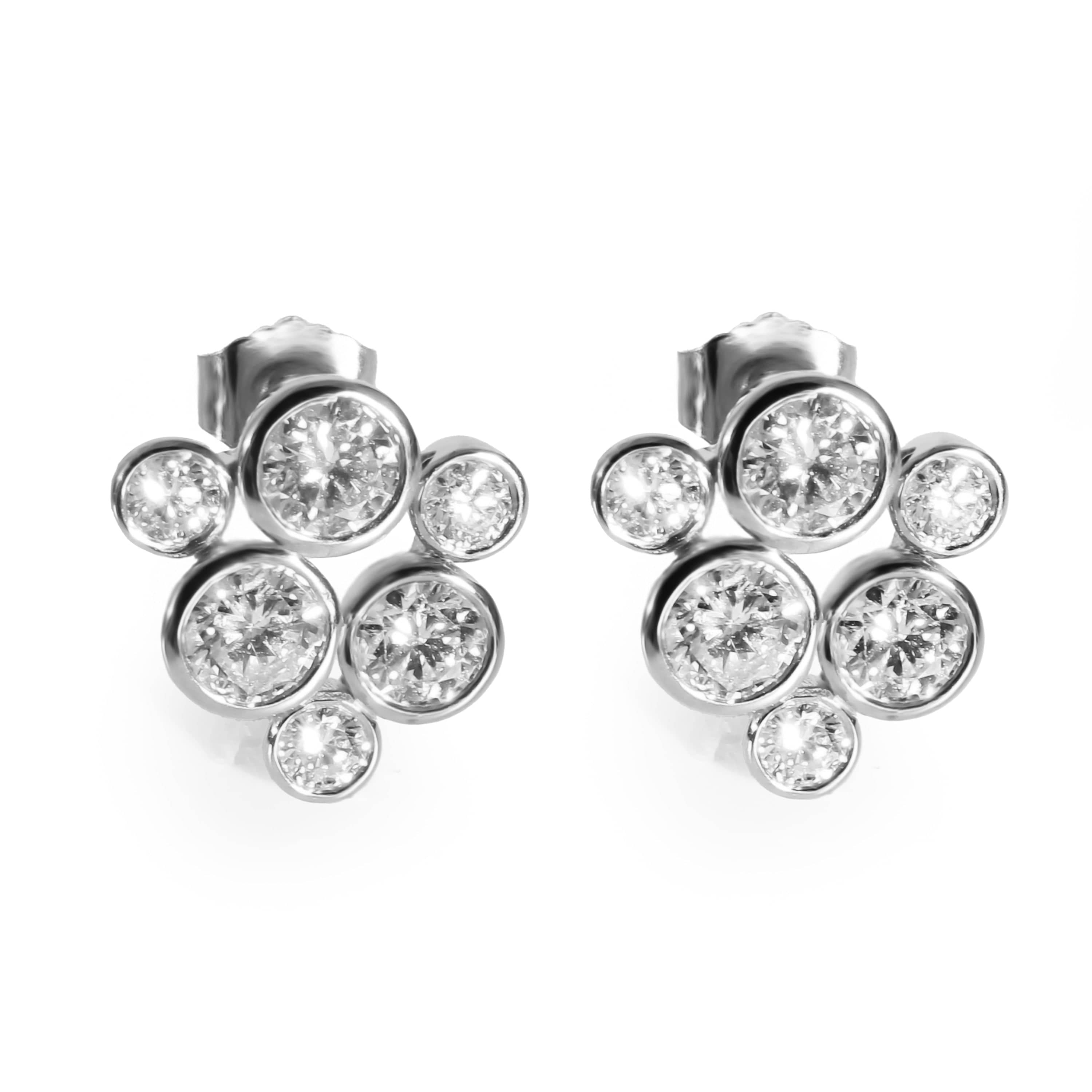 myGemma Diamond Bubble Earrings in 18K White Gold 1 CTW