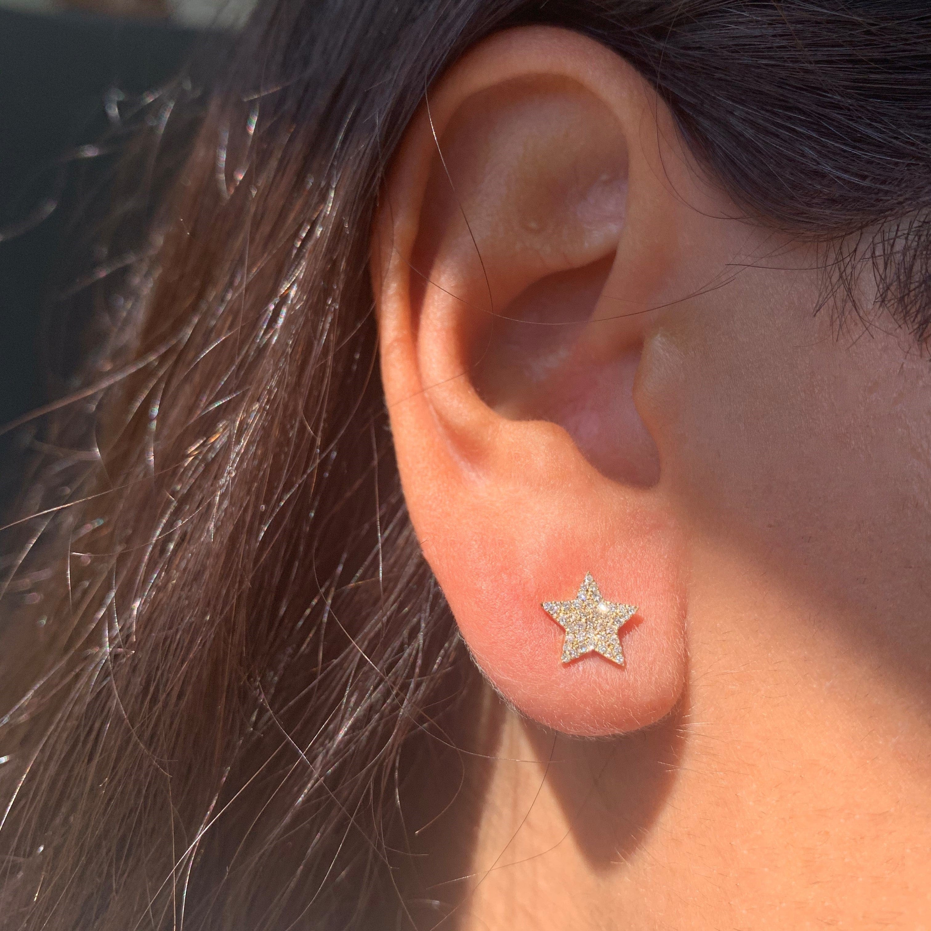 myGemma Diamond Star Earrings in 14k Yellow Gold 0.22 ctw