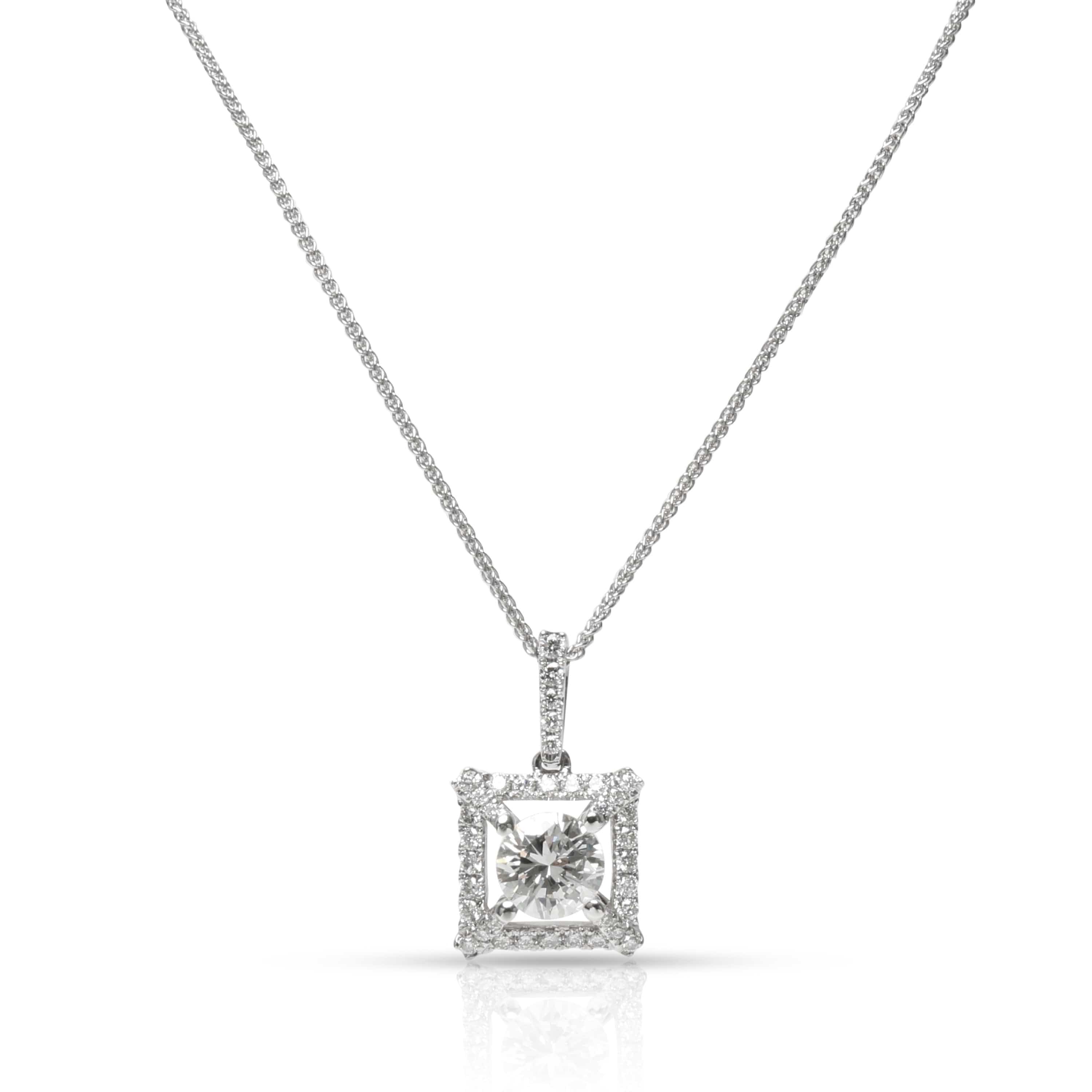 Square Halo Diamond Pendant in 14K White Gold I SI1 0.85 CTW ...