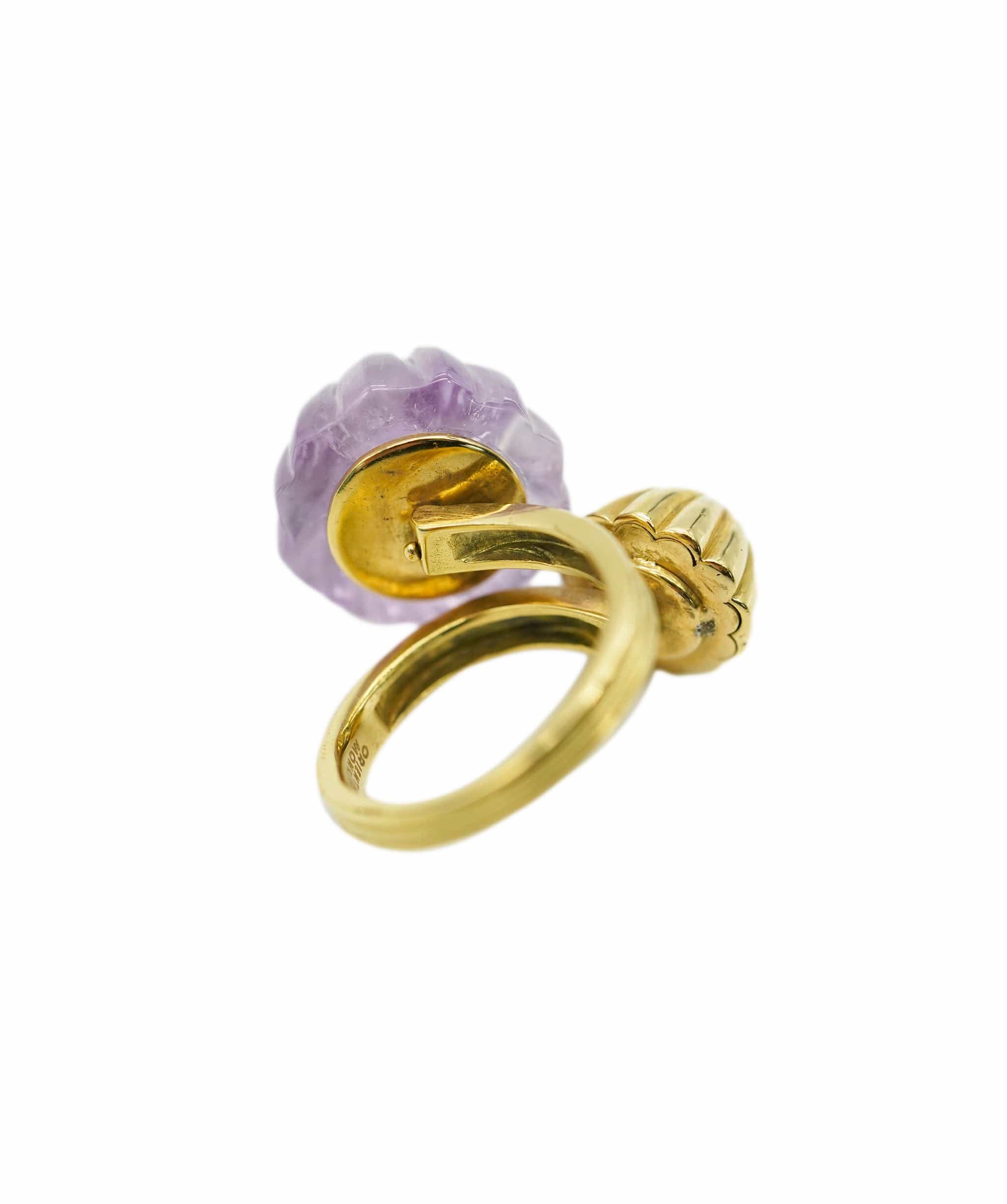 Oriental Monkey DOUBLE DOME PINK 18ct Gold, Amethyst Ring ANC1062