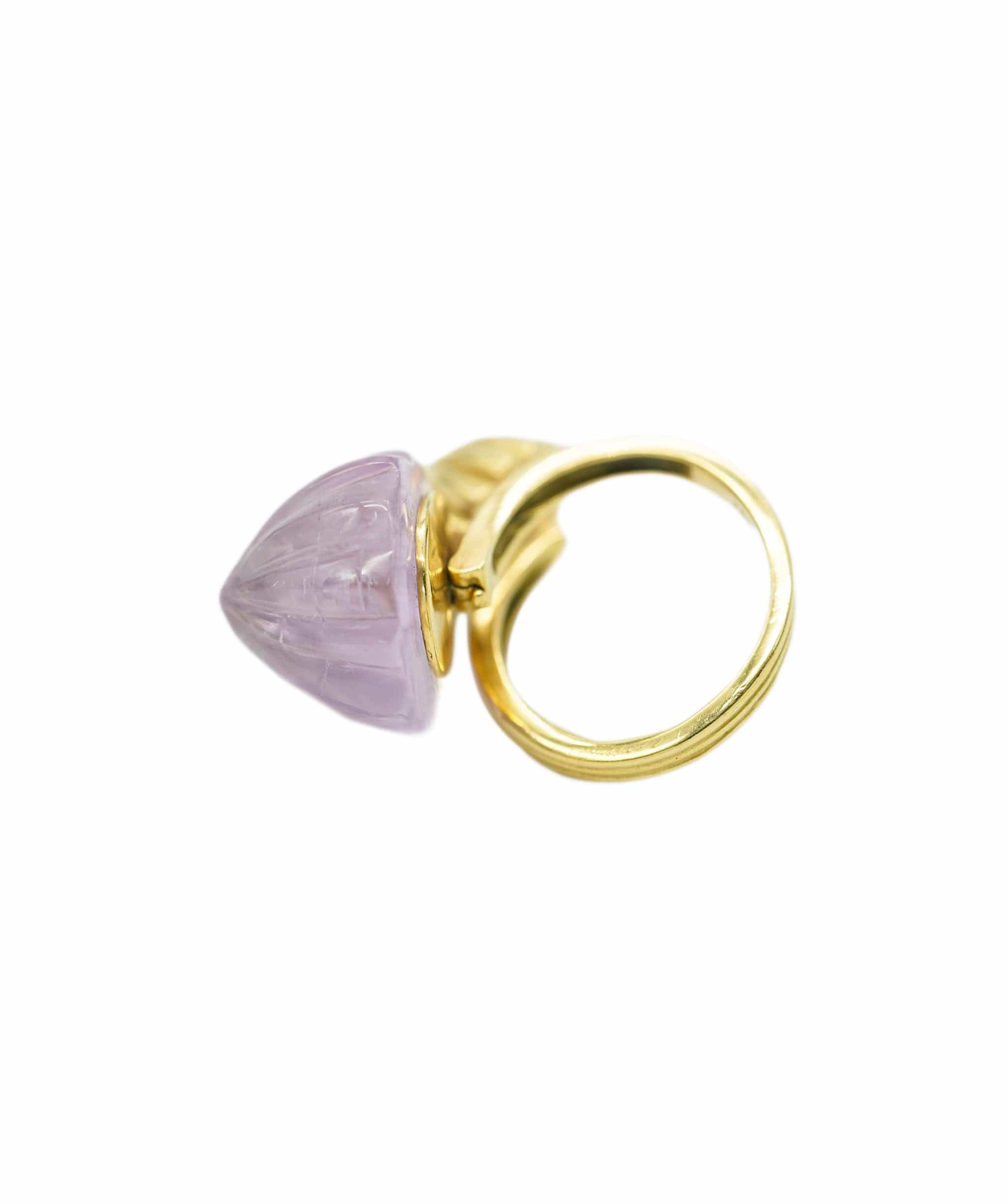 Oriental Monkey DOUBLE DOME PINK 18ct Gold, Amethyst Ring ANC1062