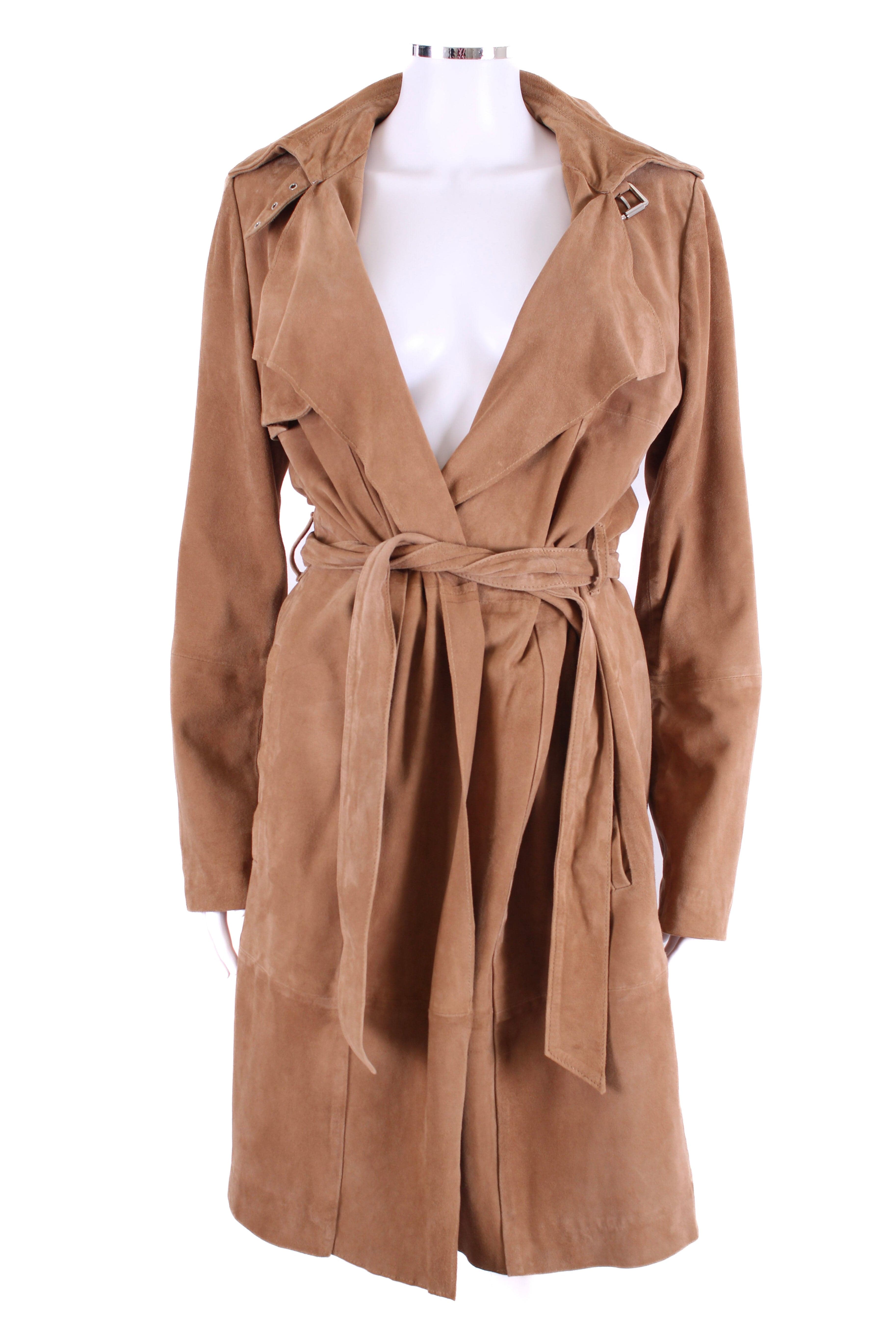 Oui Oui Suede Trench Coat Tan 12