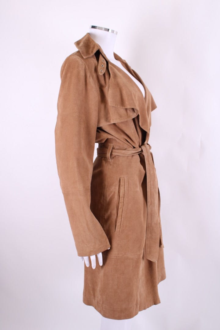 Oui Oui Suede Trench Coat Tan 12