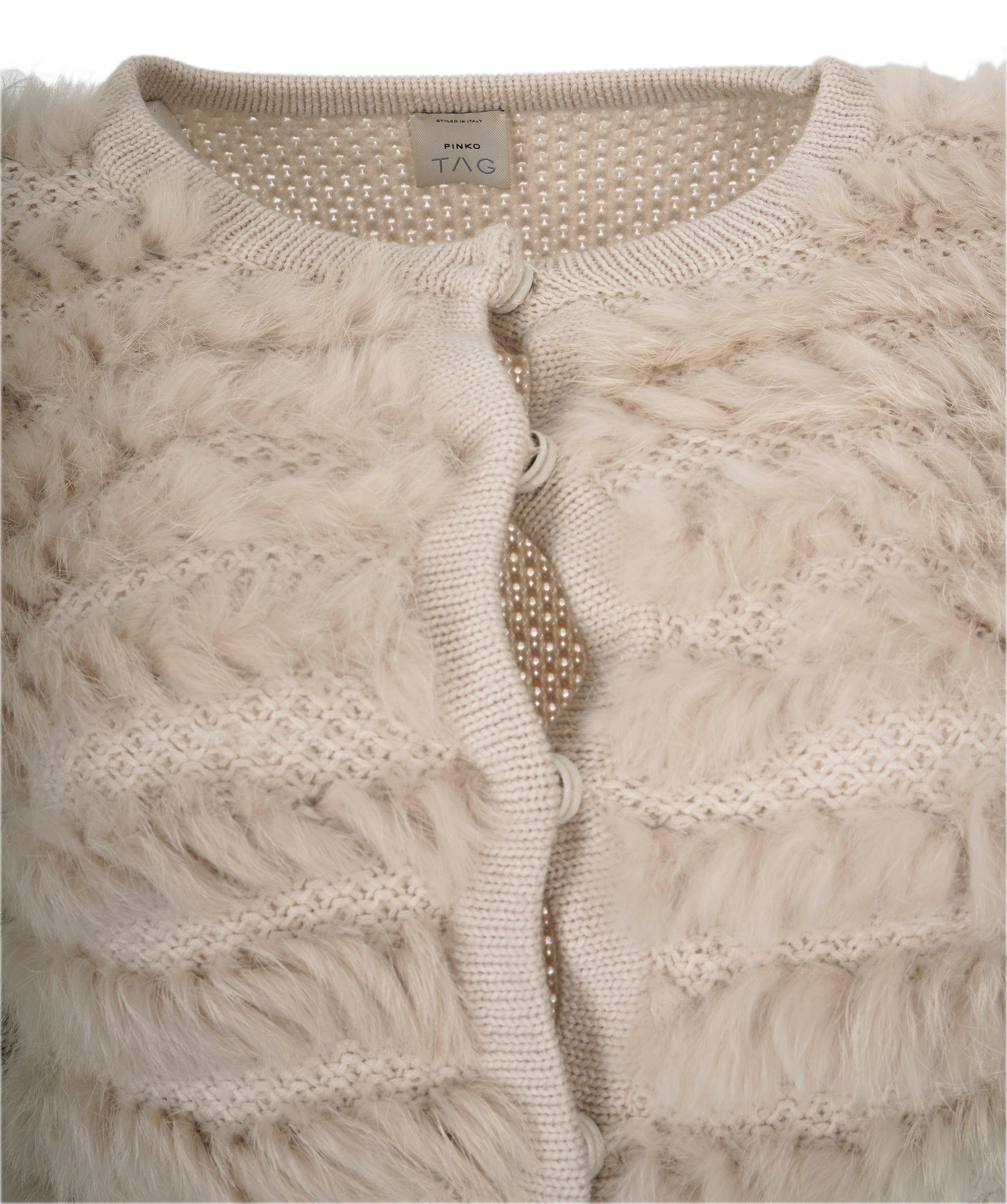 Pinko Pinko Cream Fur Cardigan  ALC1481