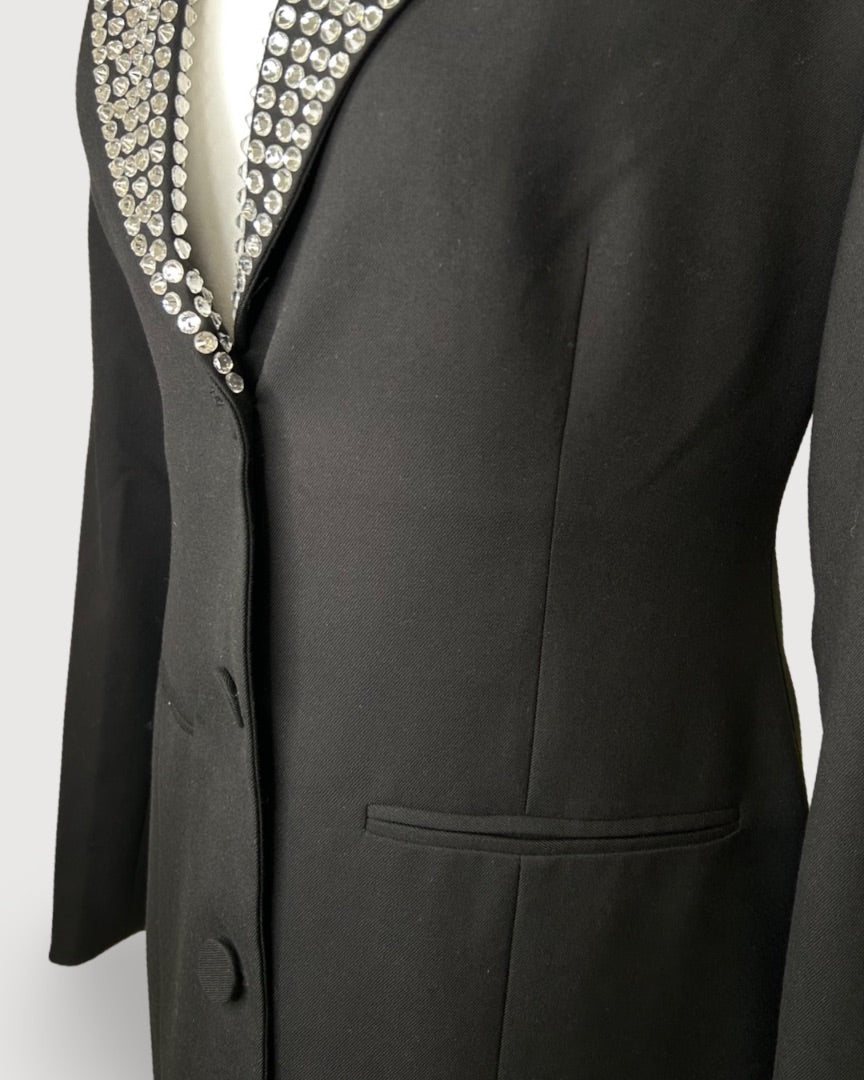 DE LA VALI Crystal Trim Suit Black 10