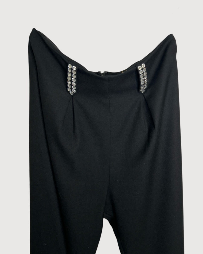 DE LA VALI Crystal Trim Suit Black 10