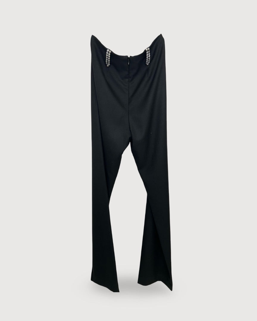 DE LA VALI Crystal Trim Suit Black 10