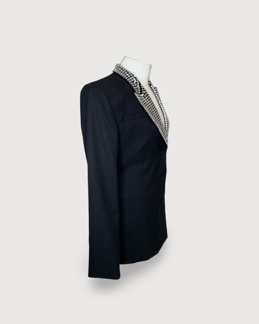 DE LA VALI Crystal Trim Suit Black 10