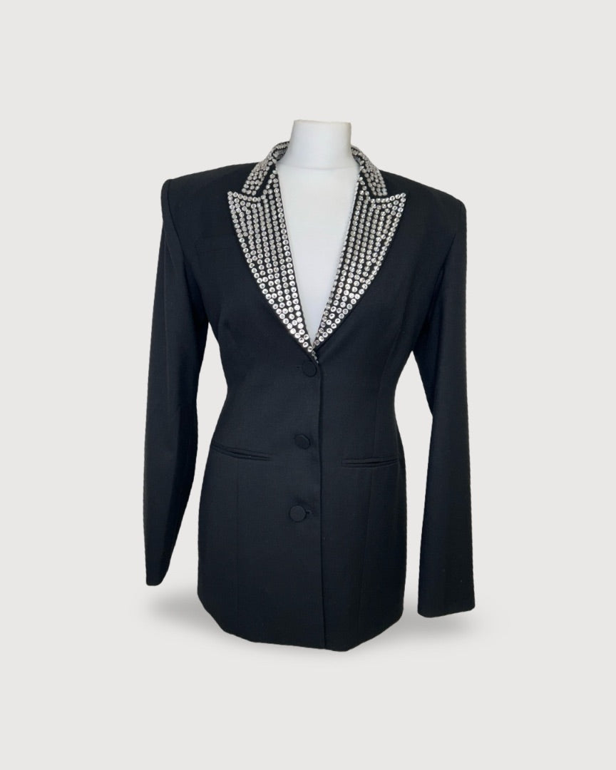 DE LA VALI Crystal Trim Suit Black 10