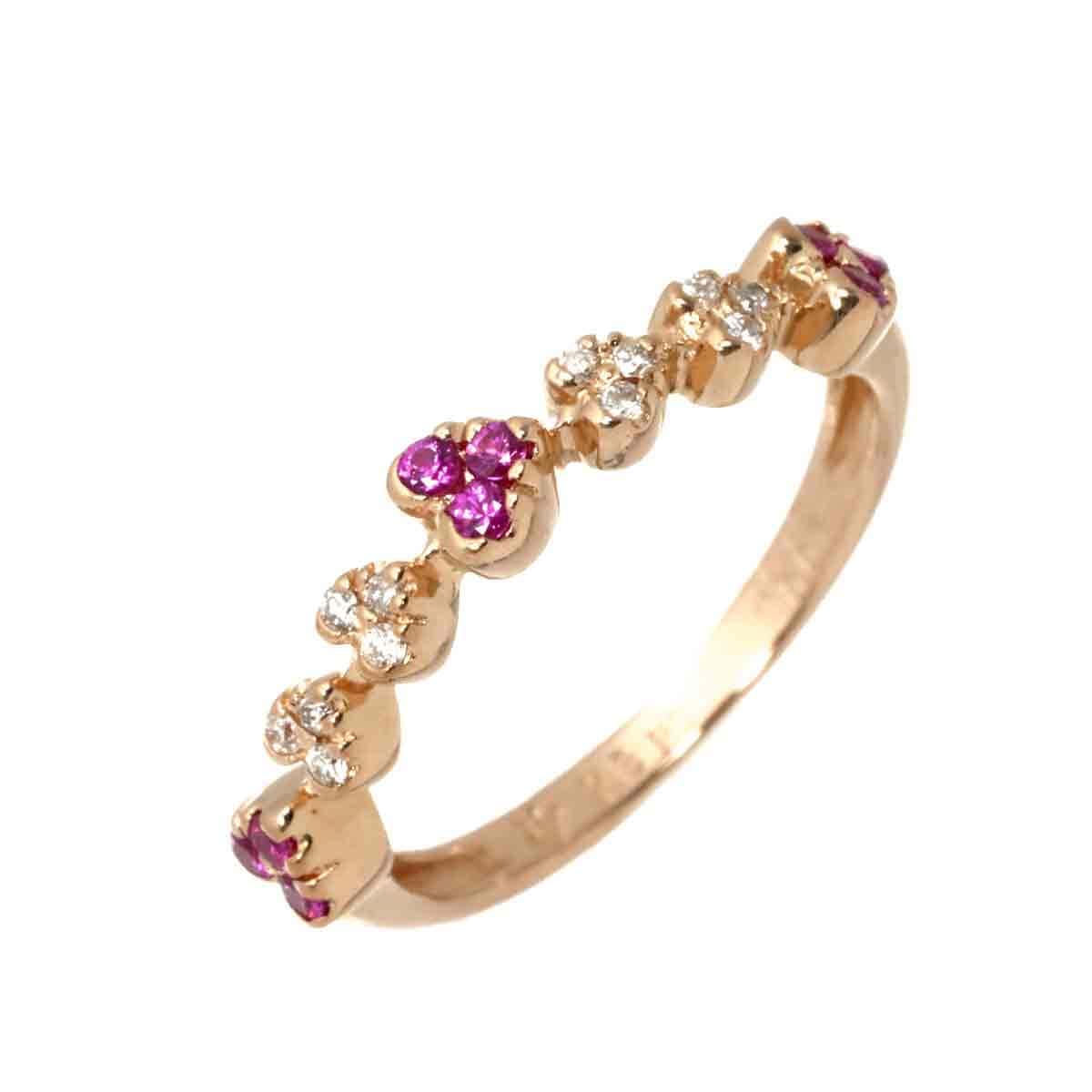 Ponte Vecchio Ponte Vecchio Ruby 0.12ct Diamond 0.05ct Ring 18K PG Size4(US) 90308706