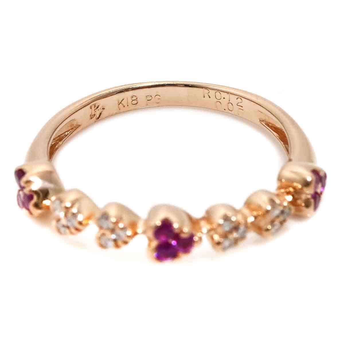 Ponte Vecchio Ponte Vecchio Ruby 0.12ct Diamond 0.05ct Ring 18K PG Size4(US) 90308706