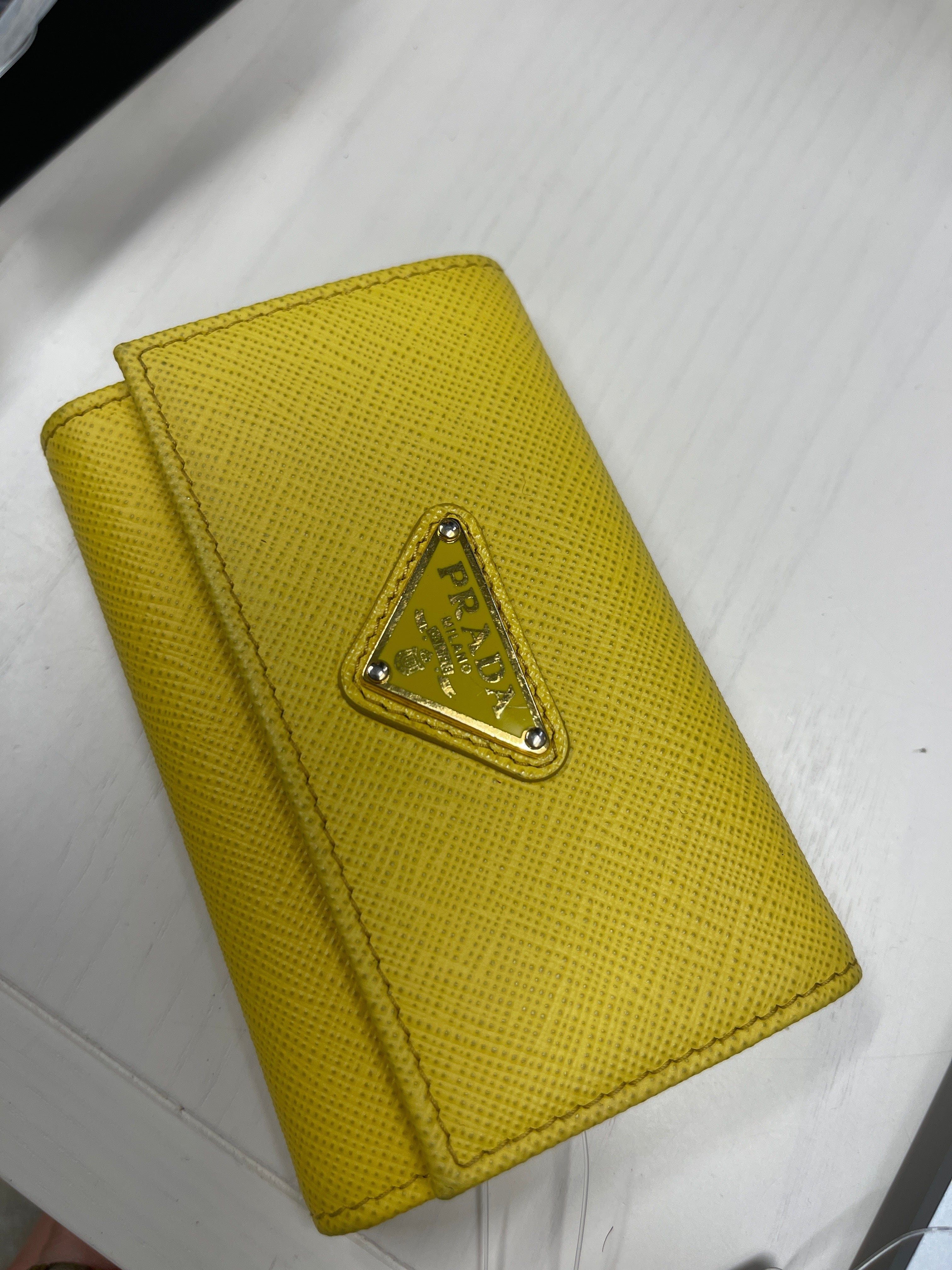 PRADA PRADA 4 Row Key Case Saffiano Yellow G