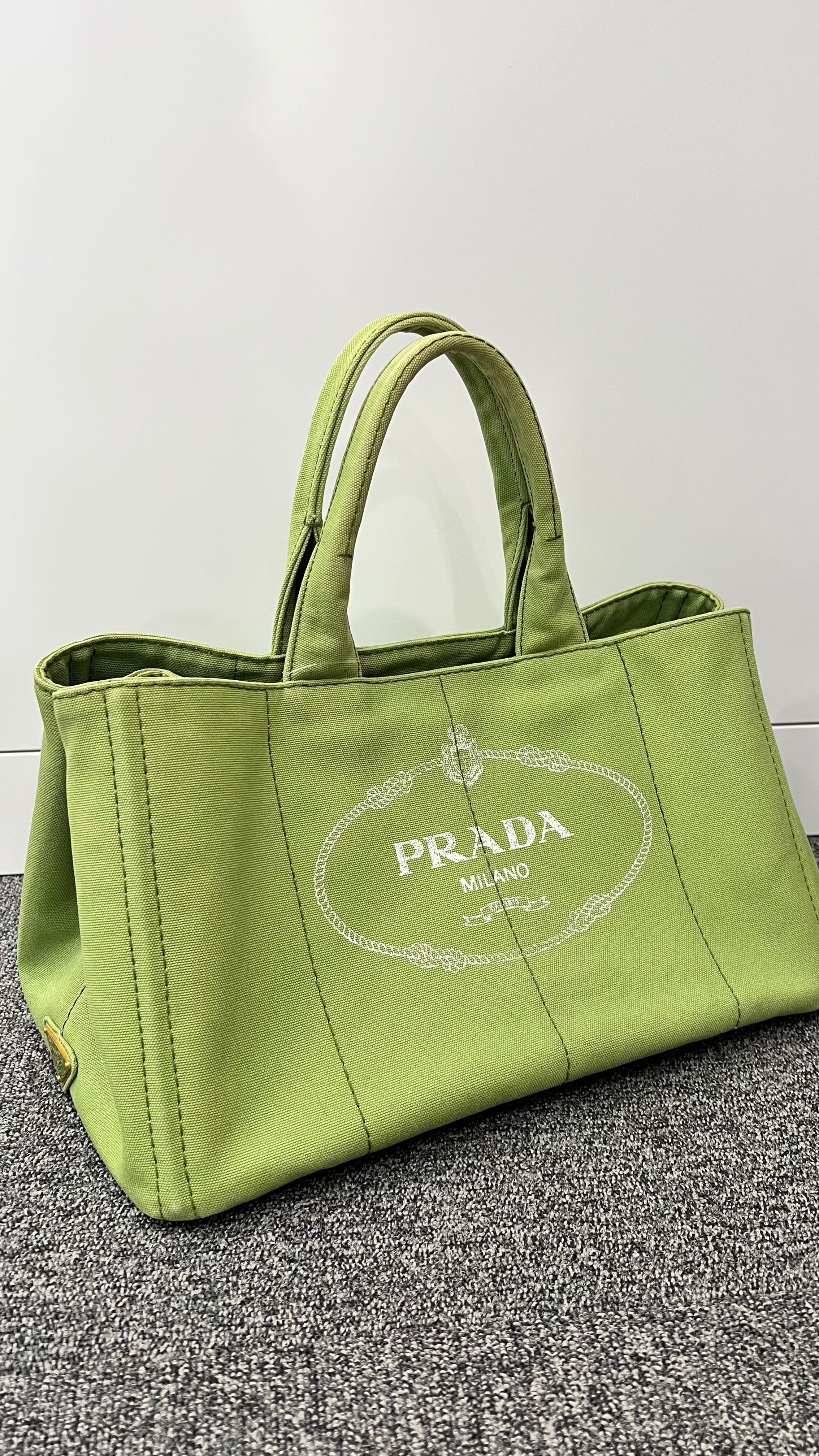PRADA PRADA Canapa Large B1872B Canvas Yellow Green B0208QLDM8