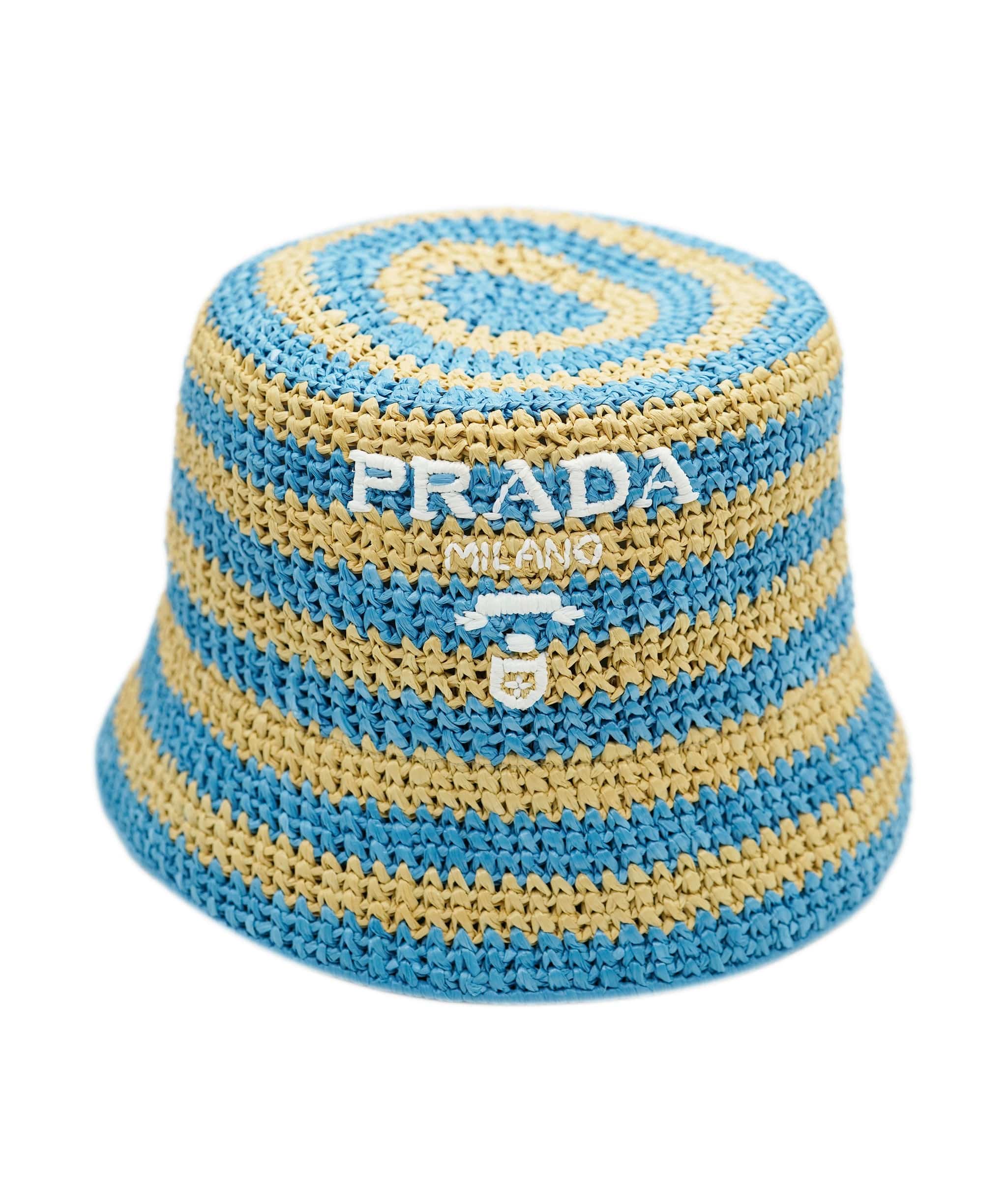 Prada Cappelli in Tessuto Rafia Riche Naturale + Celeste S AVL1456 – Luxury  Promise