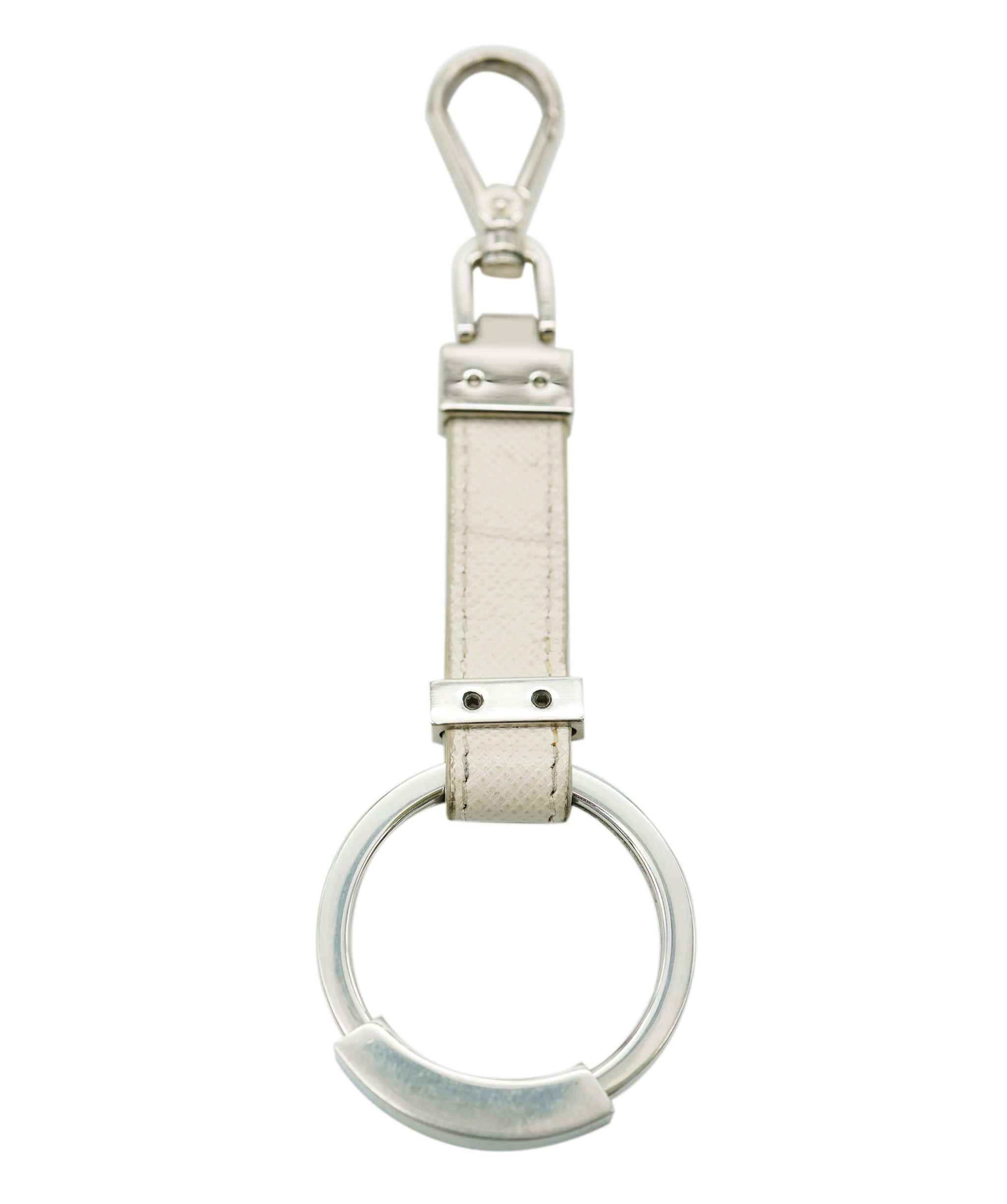 Prada PRADA Key Holder Safiano leather White Auth ac3108 DBXS1716