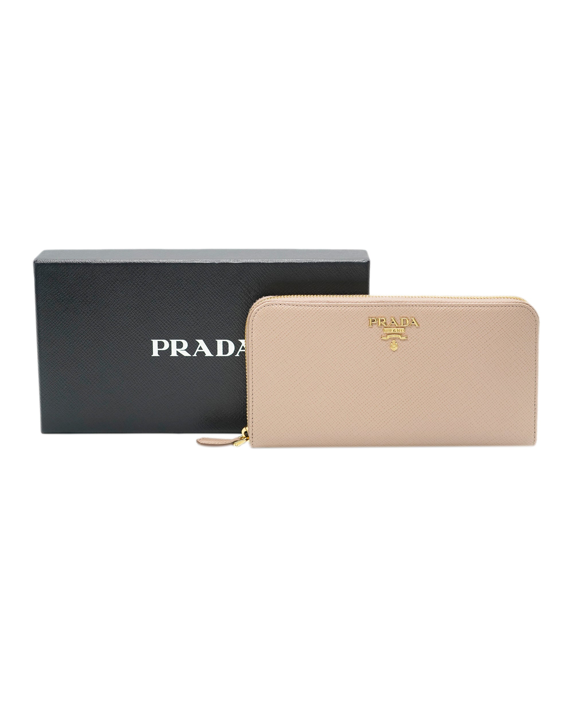 Prada Prada pink beige large saffiano zip wallet with GHW - AJC0652