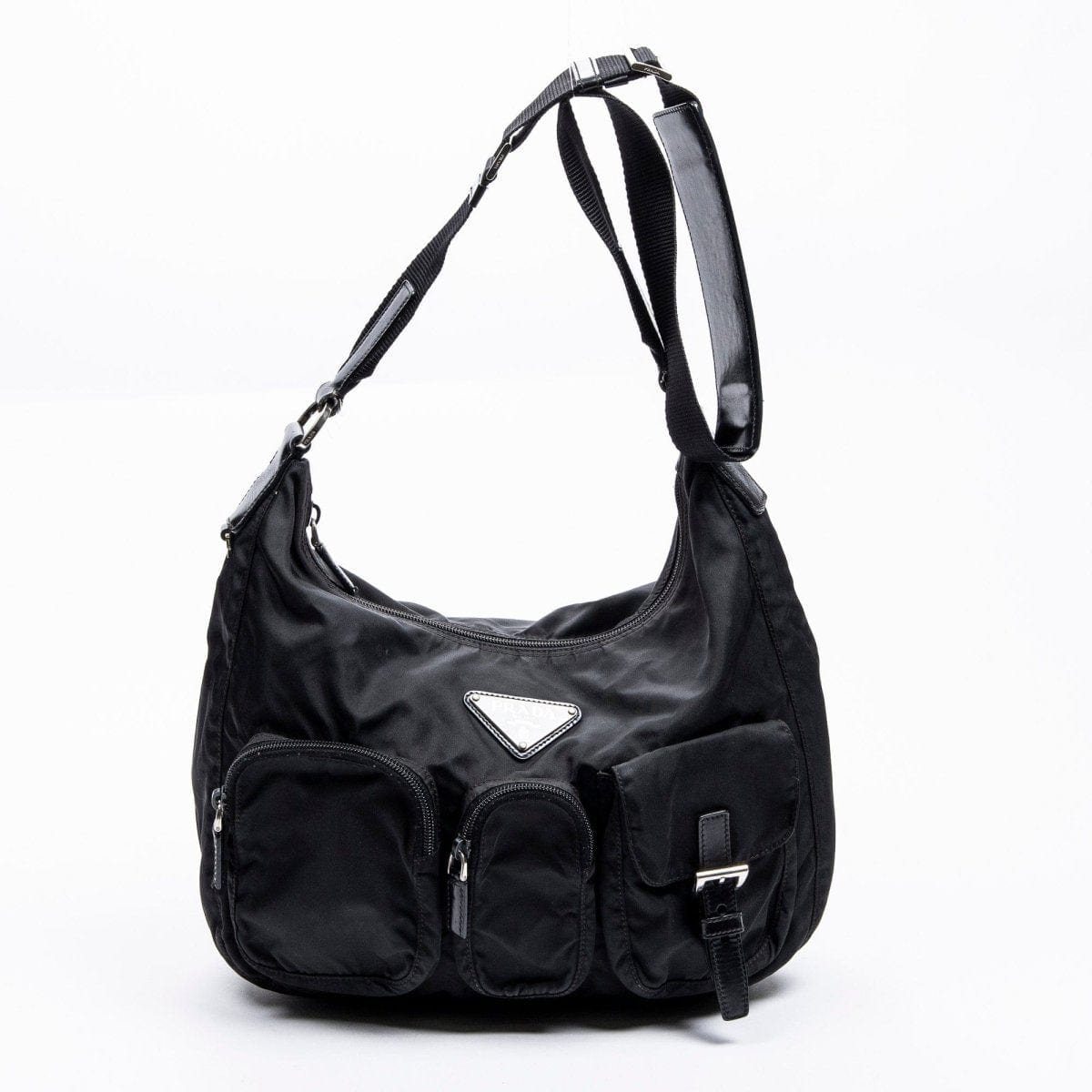 30. Lp x christos Prada Pocket Hobo Black Nylon Shoulder Bag - AWL2332