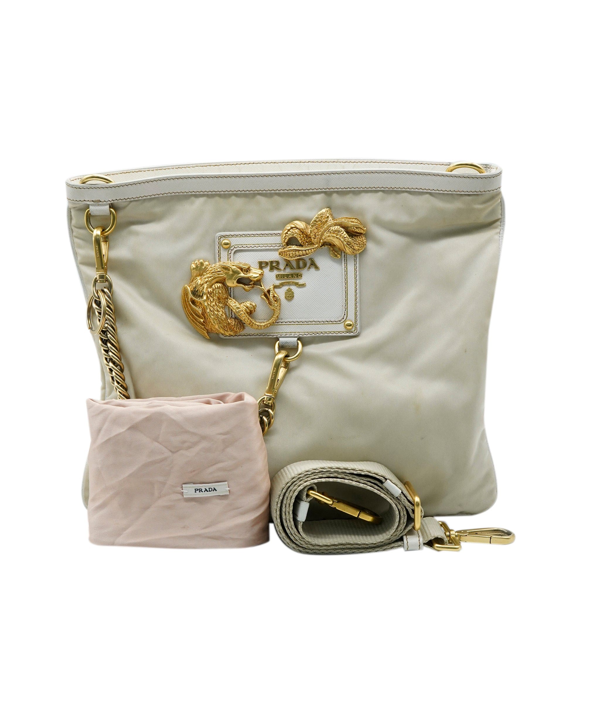 Prada Prada Beige Nylon Crossbody Bag with GHW - AJC0077