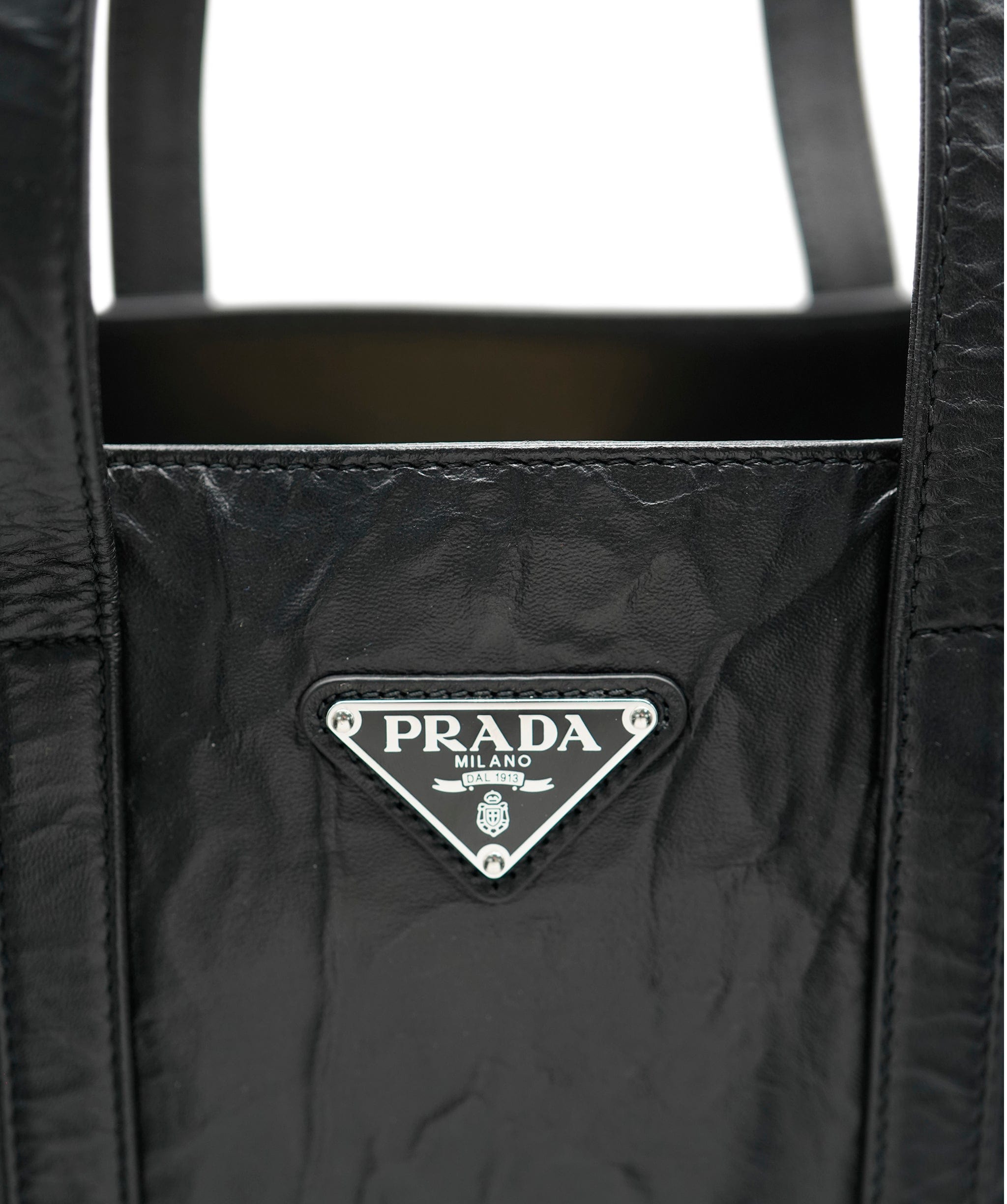 Prada Prada Black Leather Small Antique Tote ASC4193