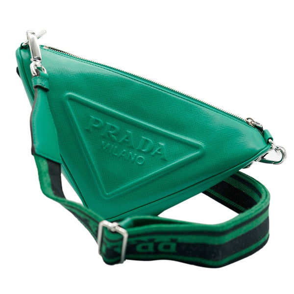 Prada Green Leather Triangle Crossbody Bag 131420 LuxuryPromise