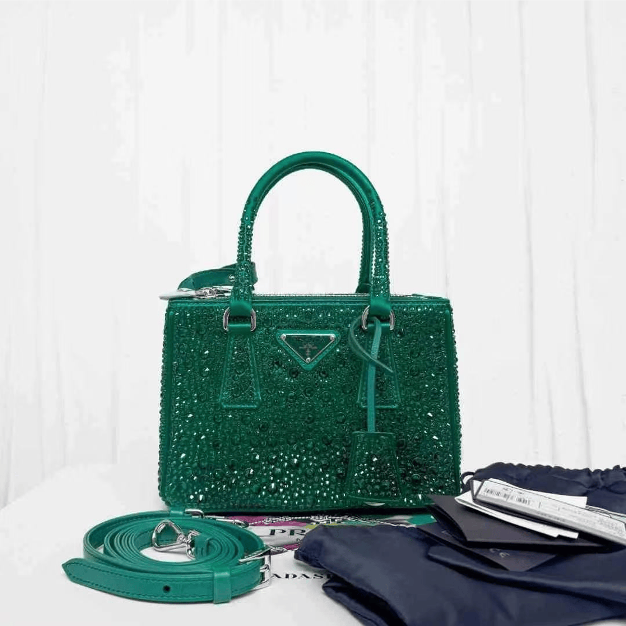 Prada PRADA Green Rhinestone Shoulder Bag 20 23307153