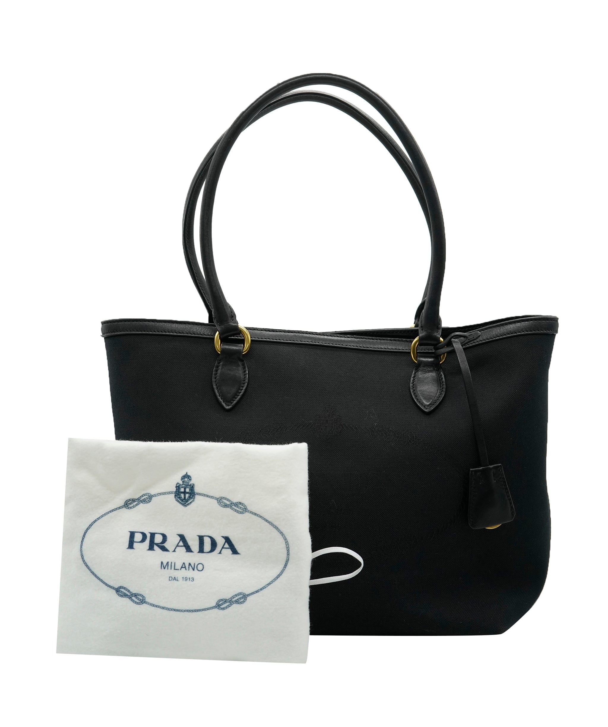 Prada Prada Jacquard Logo Tote Bag Black  DBXS3531