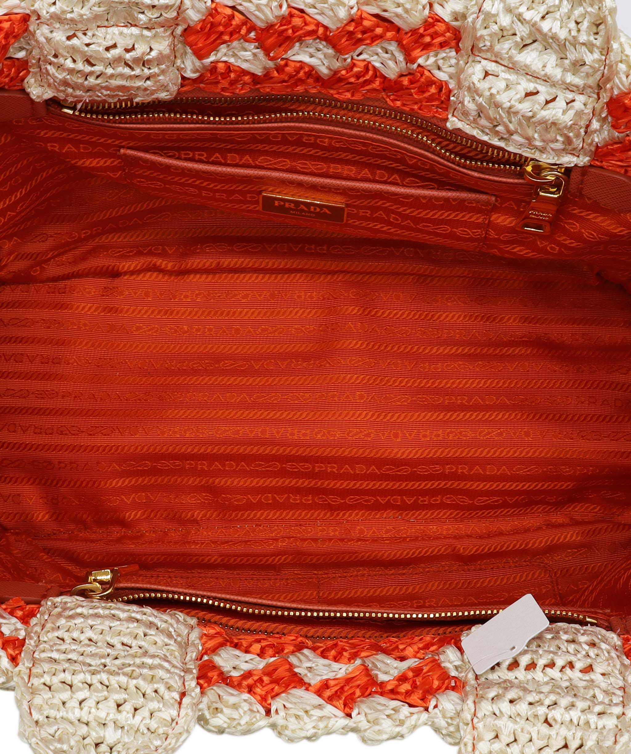 Prada Prada Raffia Tote Bag Orange DXBS0738