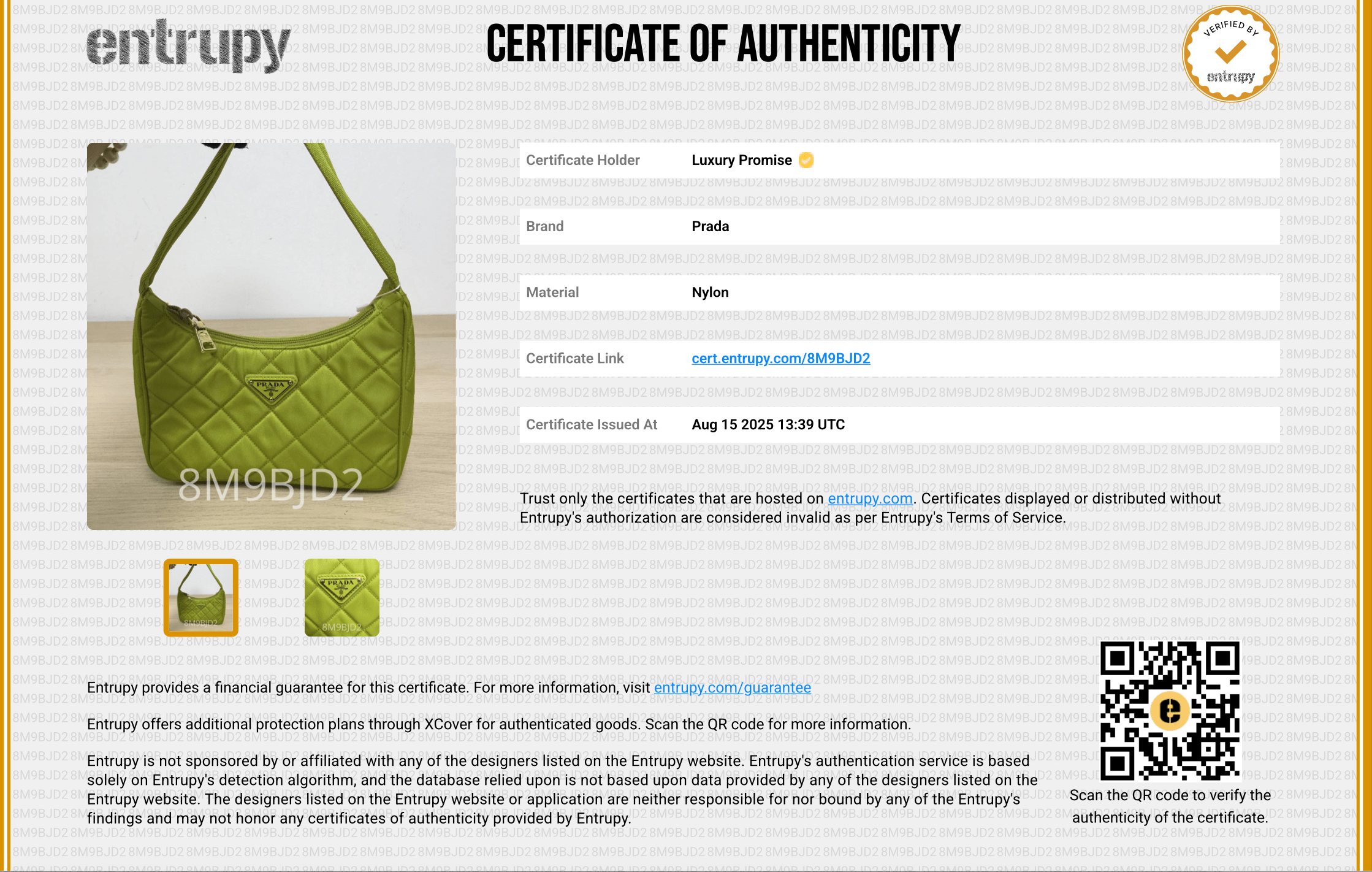 Prada Prada Tessuto Handbag Lime DXBK0232