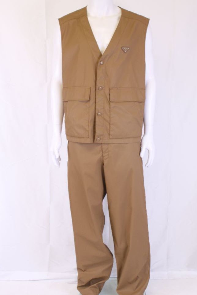 Prada Prada Nylon Waistcoat/ Trouser Co-Ord Tan XL