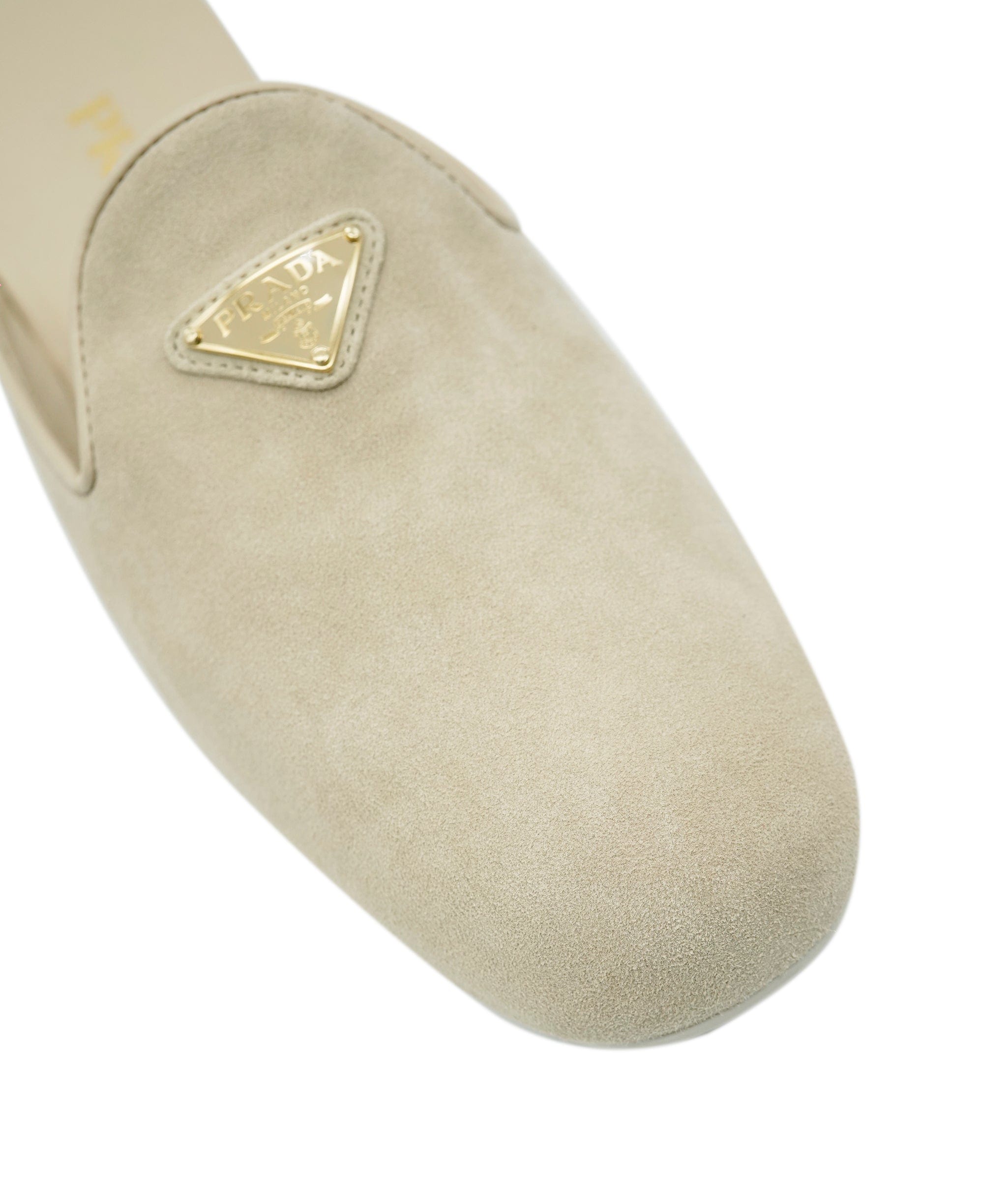 Prada Prada Beige Suede Logo Loafers  ALL0975