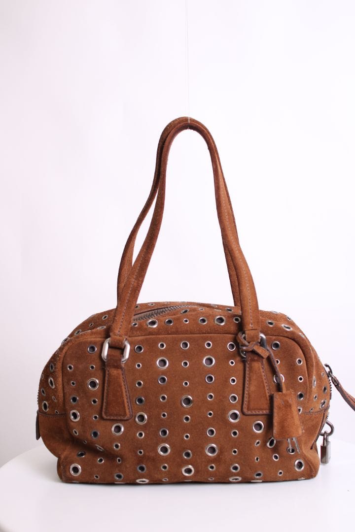 Prada Prada Bauletto Bowling Handbag Brown