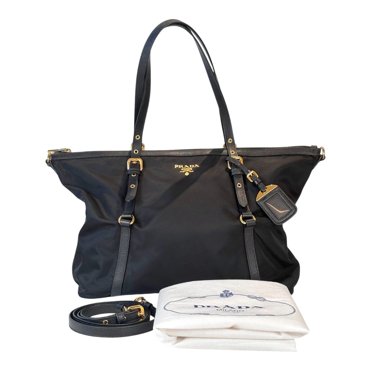 Prada Prada Black Nylon Tote Bag with Strap