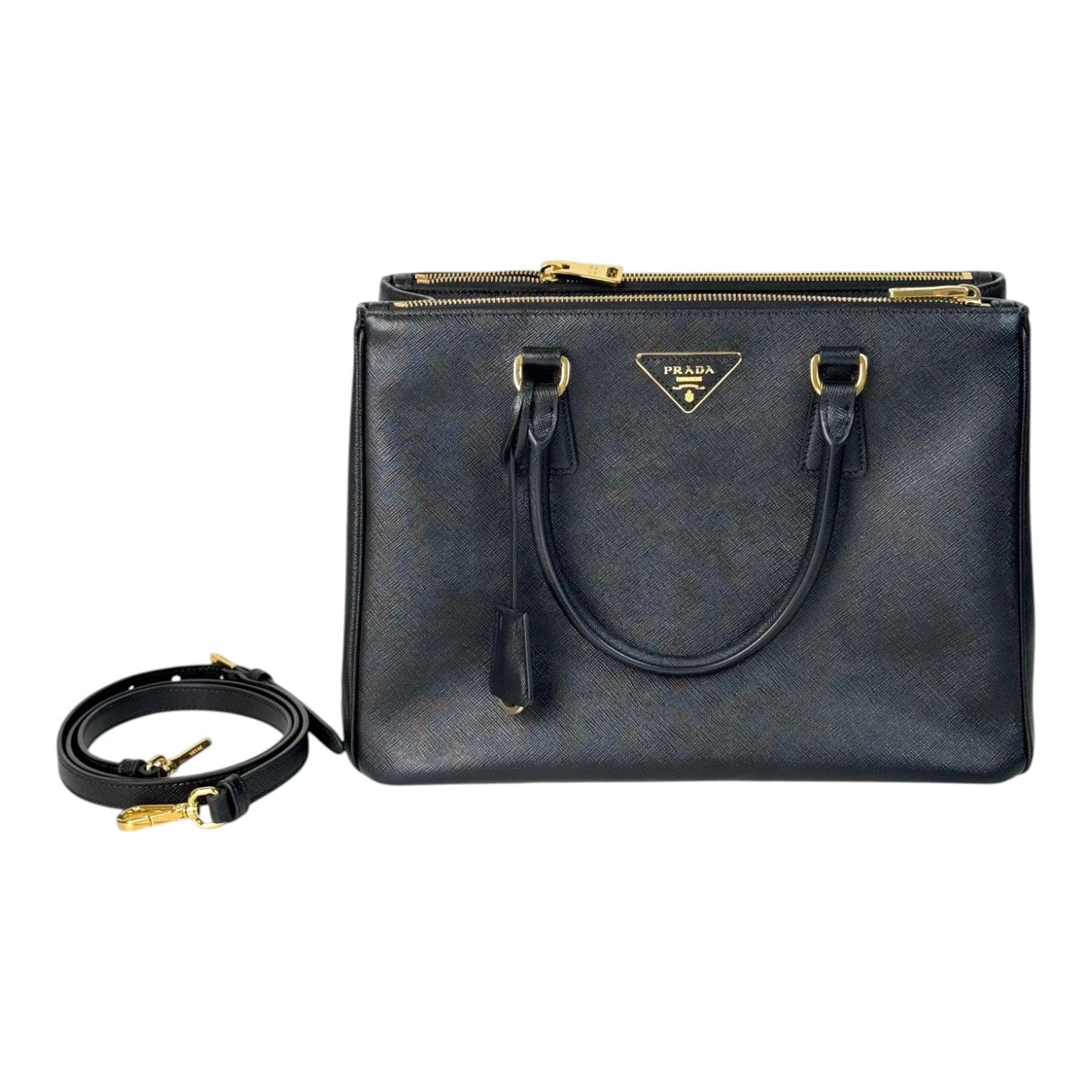 Prada Prada Black Small Saffiano Bag with Strap