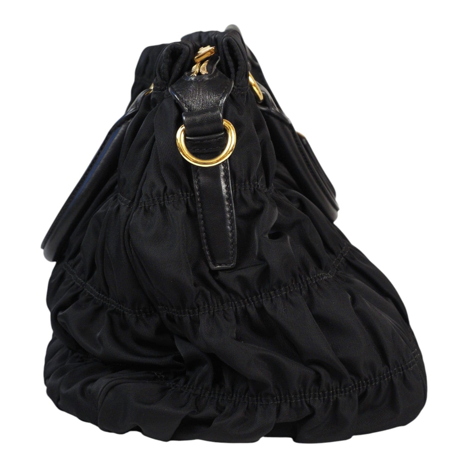 Prada Prada Gaufre Nylon Handbag Black Bag with Strap