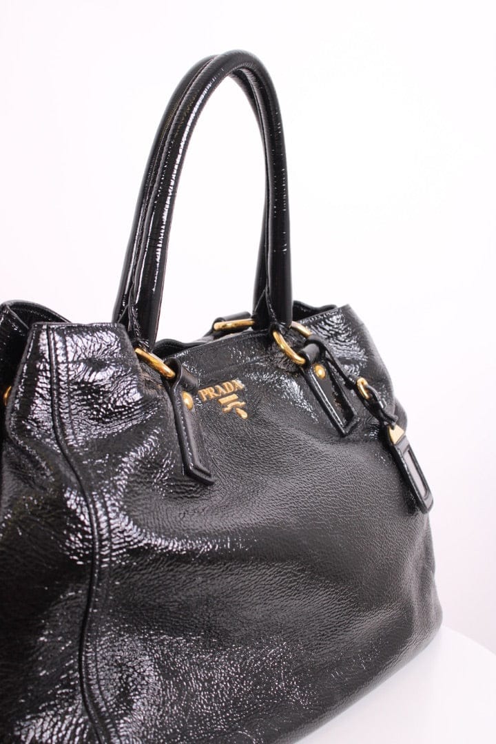 Prada Prada Medium Bauletto Bag Patent Black Medium