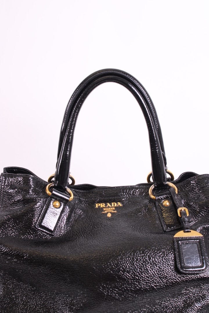 Prada Prada Medium Bauletto Bag Patent Black Medium