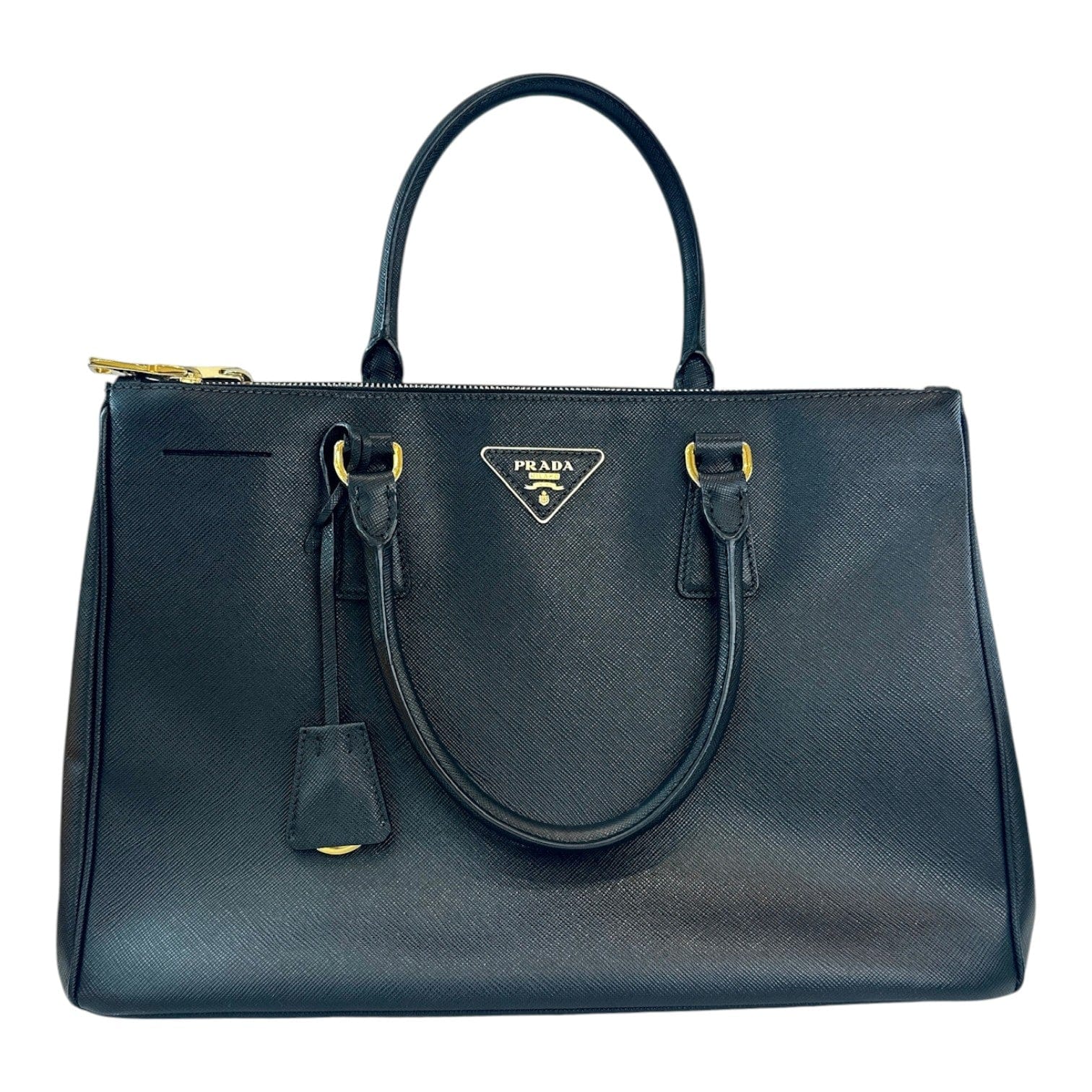 Prada Prada Saffiano Med Black Bag with Strap