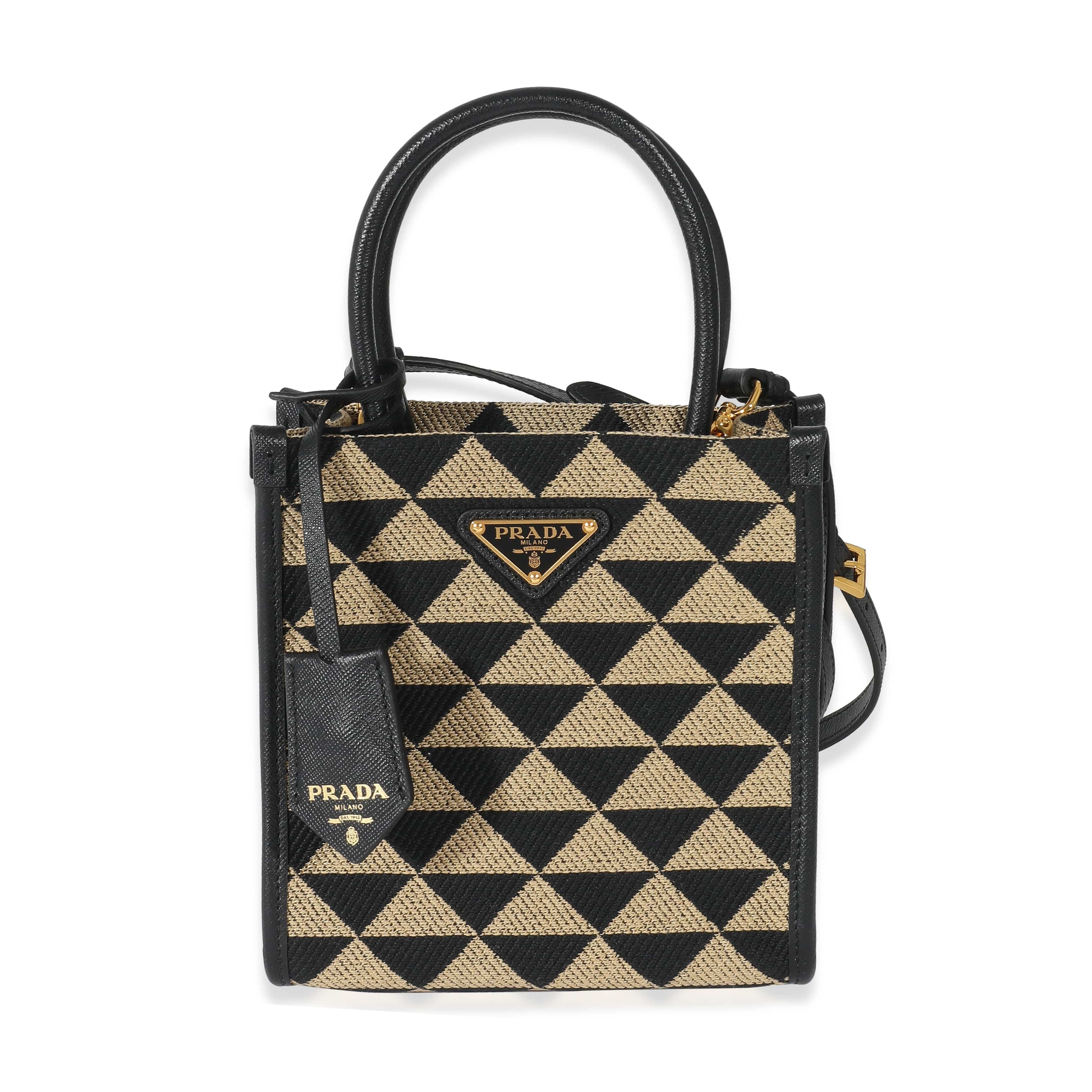 Prada Prada Beige Black Jacquard Symbole Mini Bag