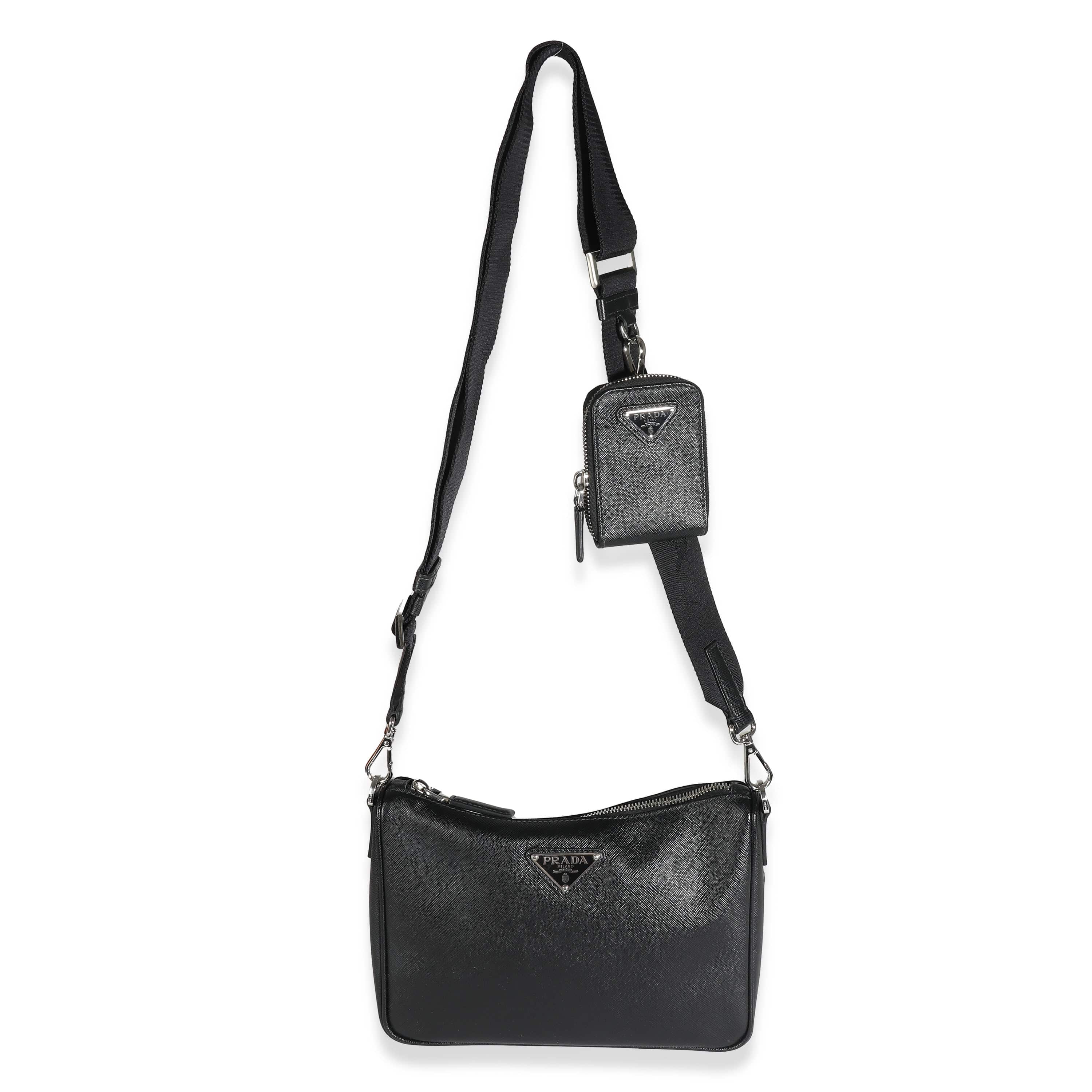 Prada Prada Black Saffiano Small Utility Strap Crossbody