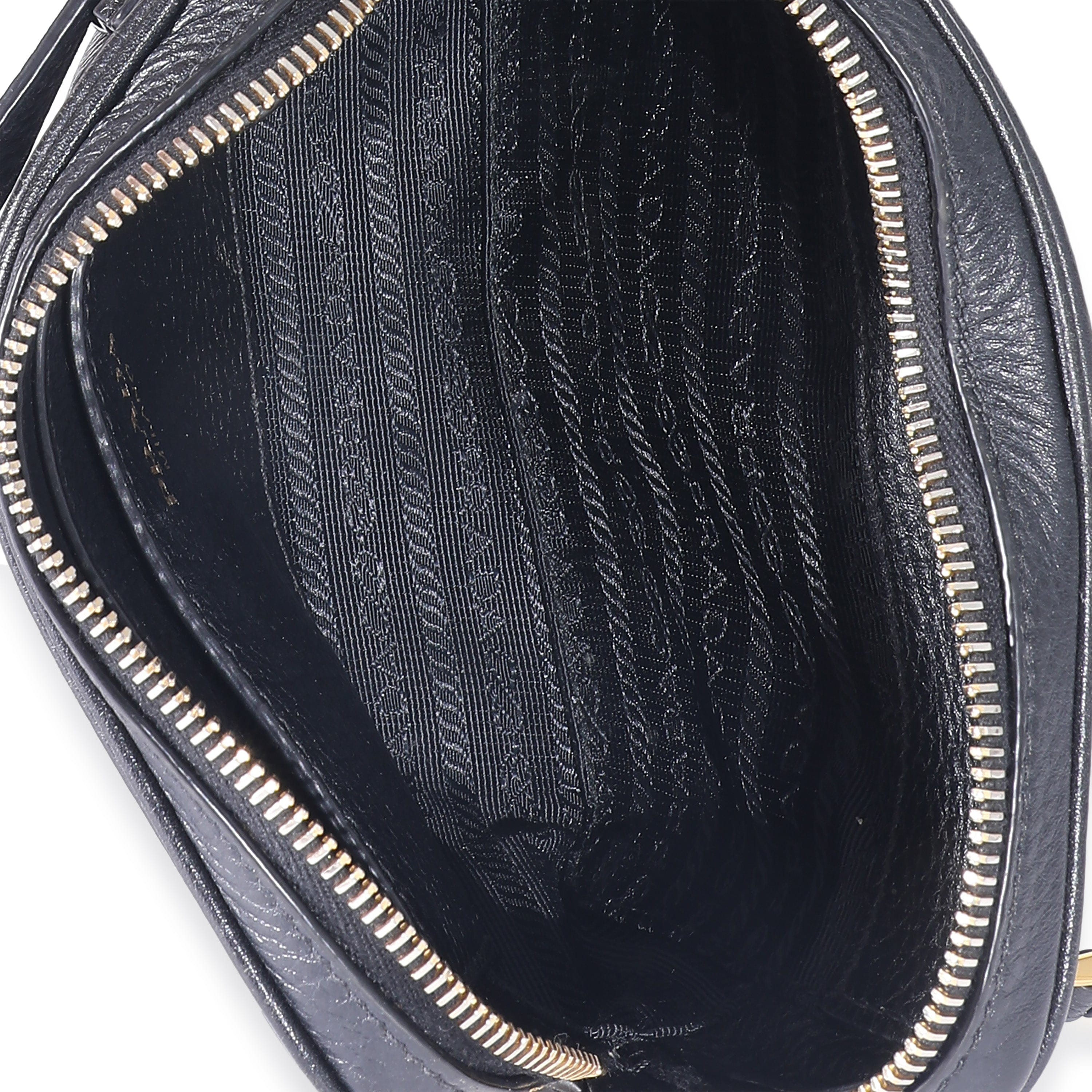 Prada Black Vitello Daino Convertible Belt Bag Luxury Promise