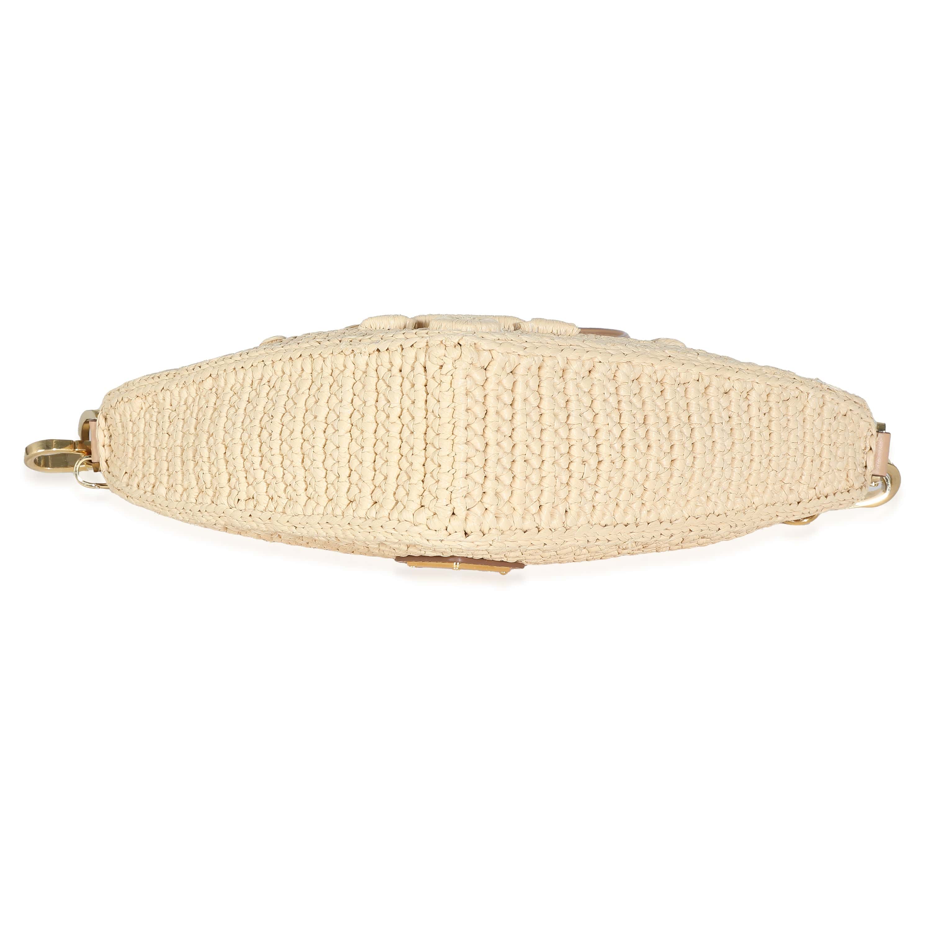 Prada Prada Natural Raffia Top Handle Triangle Pouch