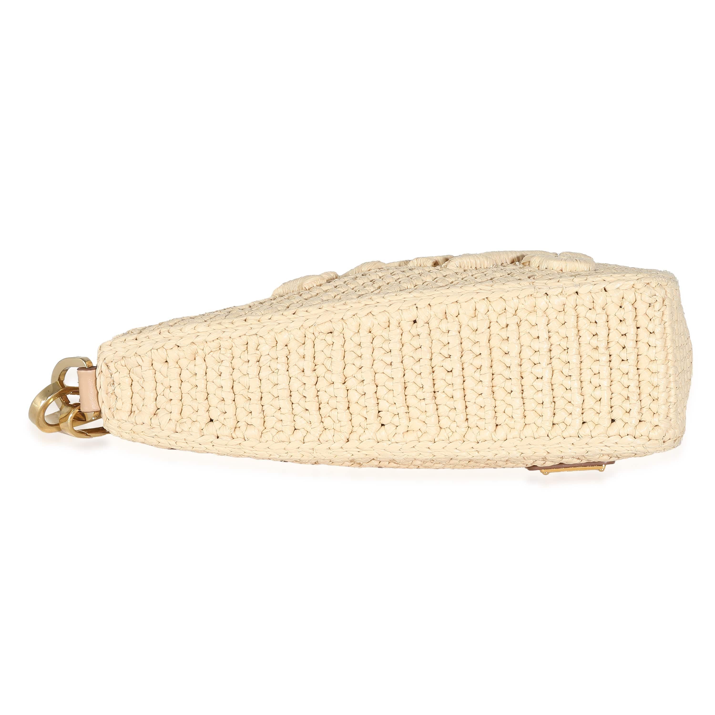 Prada Prada Natural Raffia Top Handle Triangle Pouch