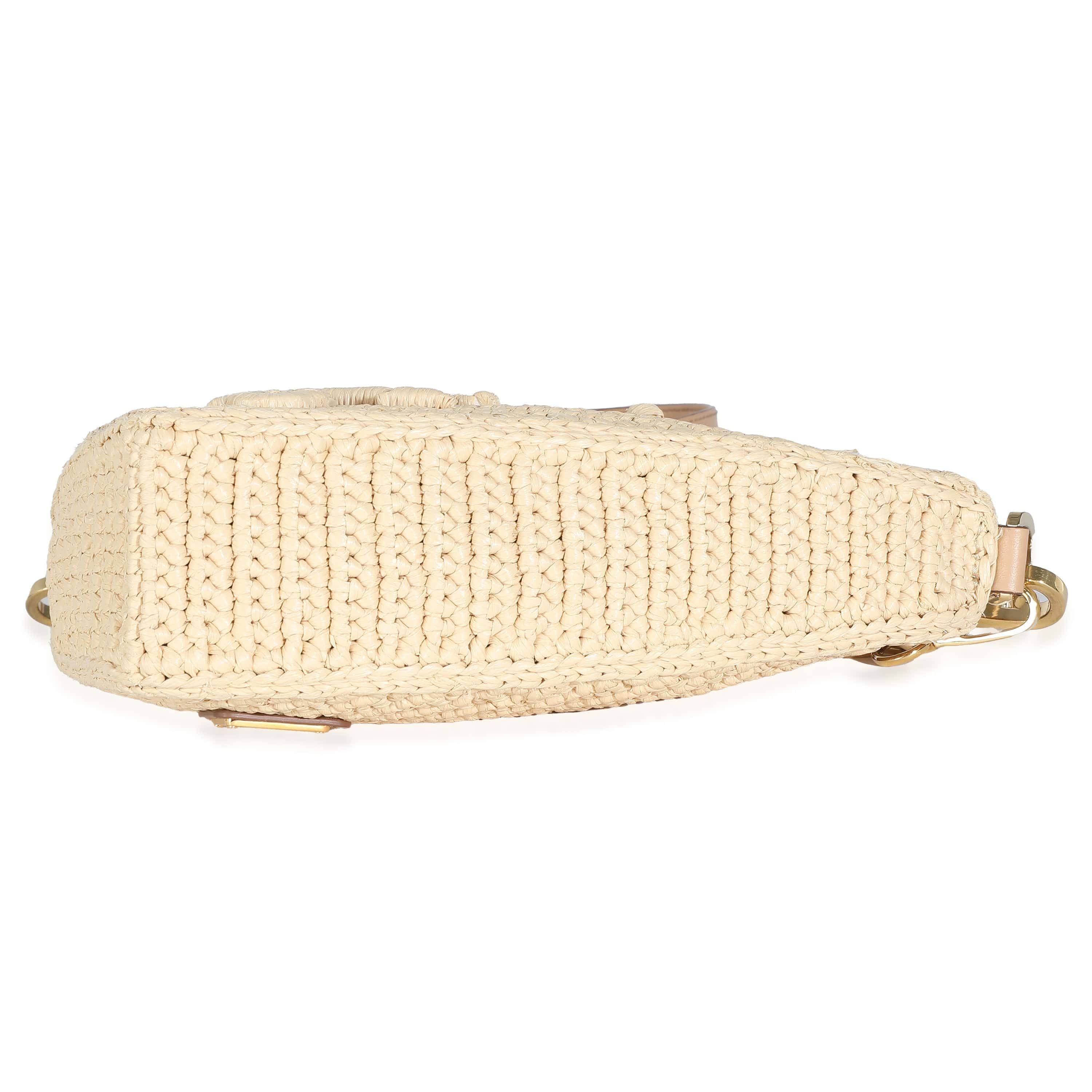 Prada Prada Natural Raffia Top Handle Triangle Pouch