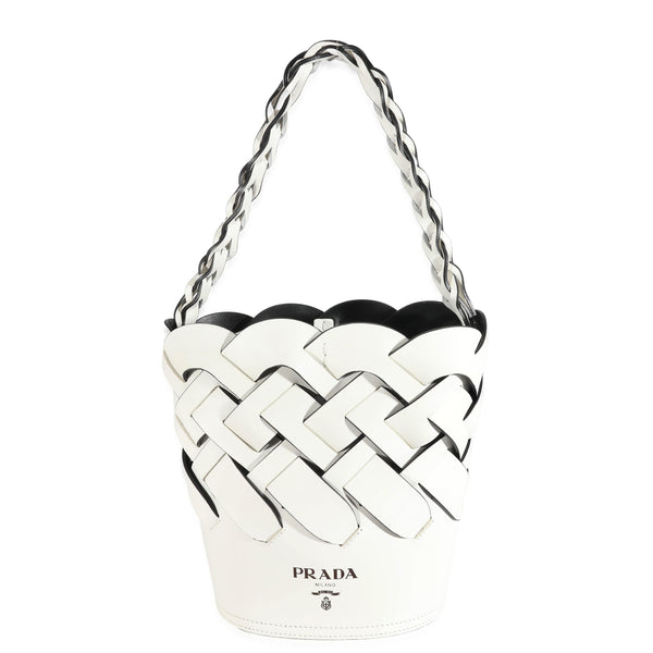 White prada 2025 bucket bag