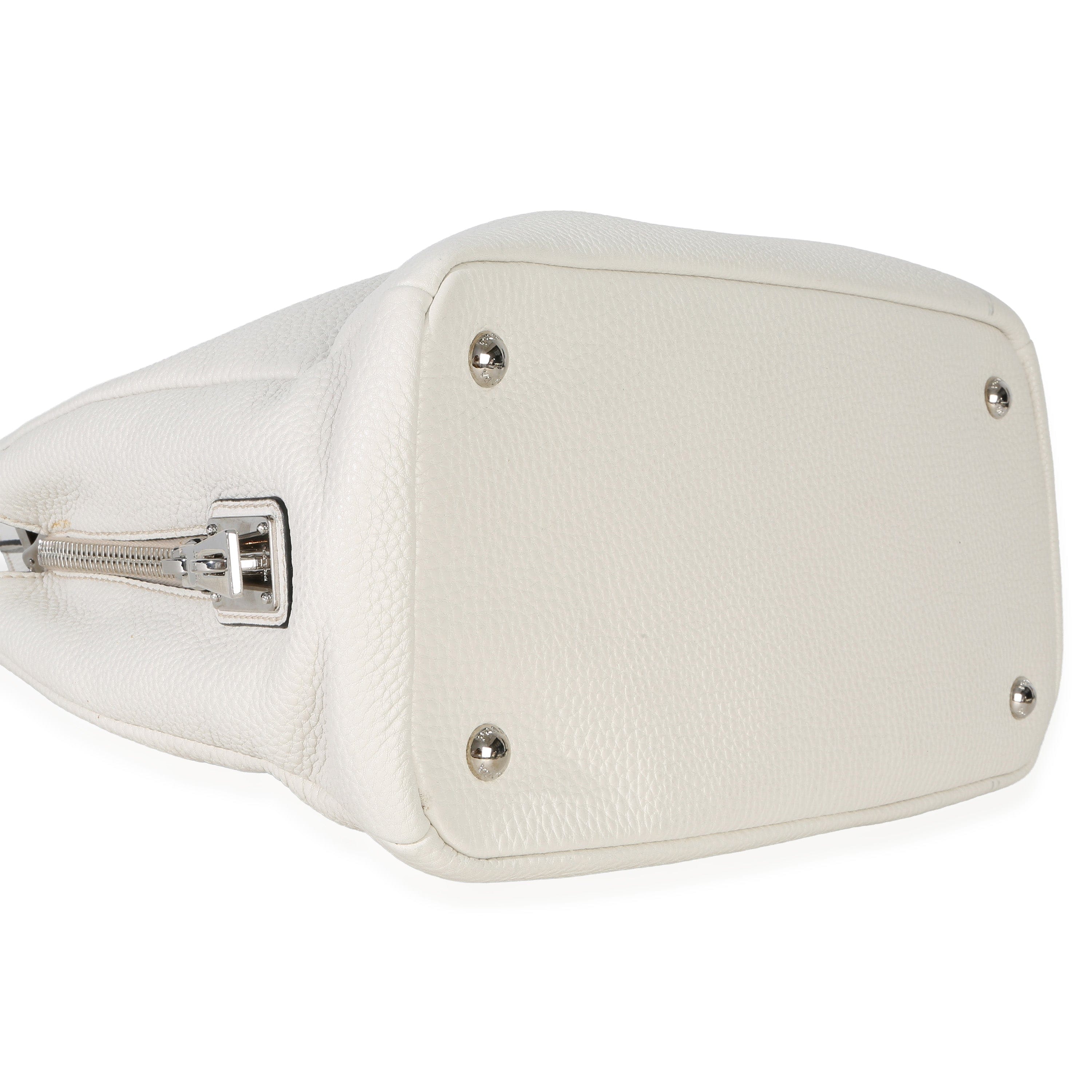 Prada White Vitello Daino Double Zip Shopping Tote