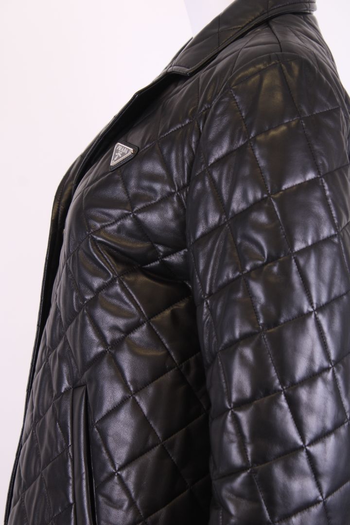 Prada Prada Nappa Leather Quilted Jacket Black S
