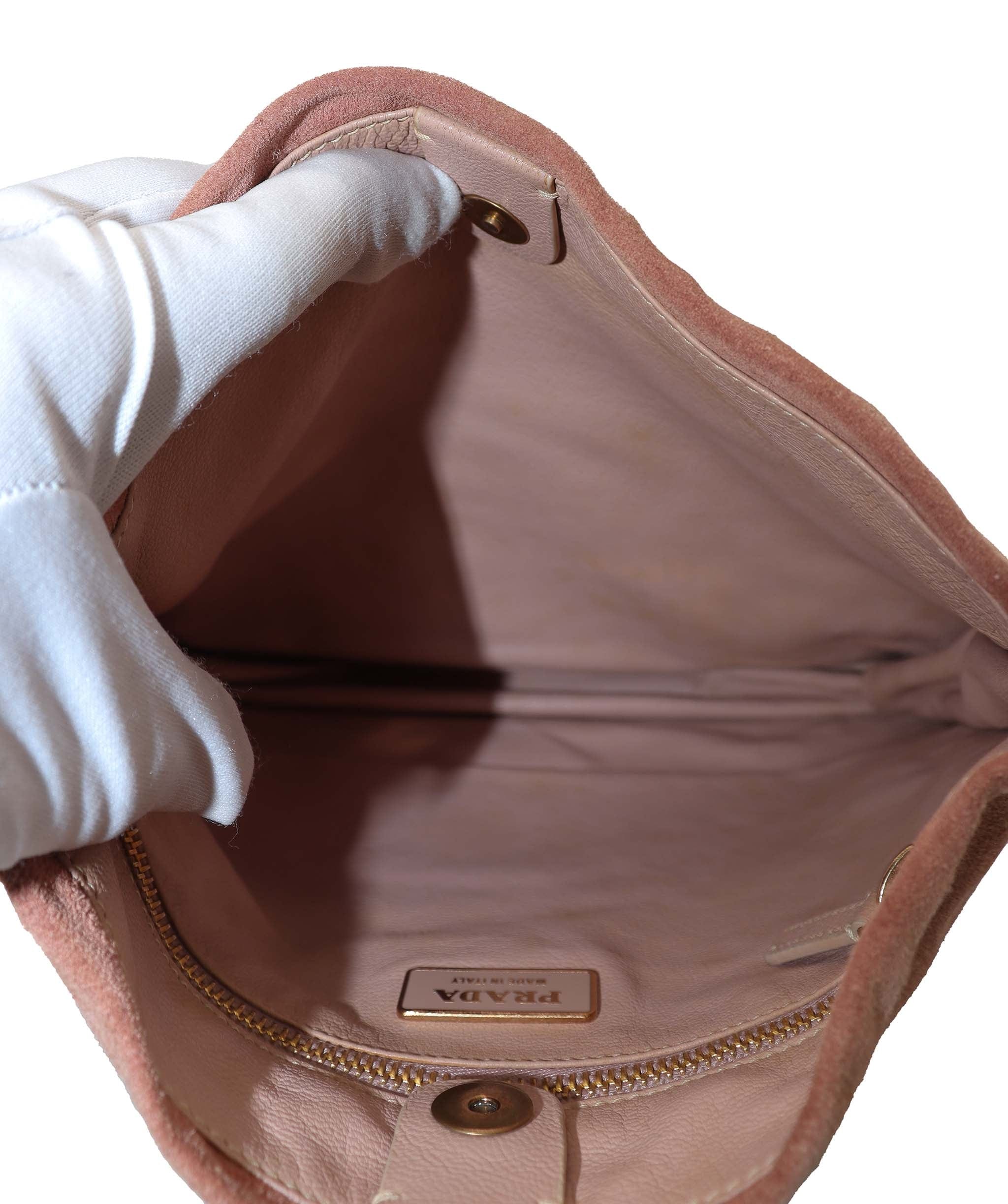 Prada Prada Suede Mini Handbag Pink Beige - DXBS1941