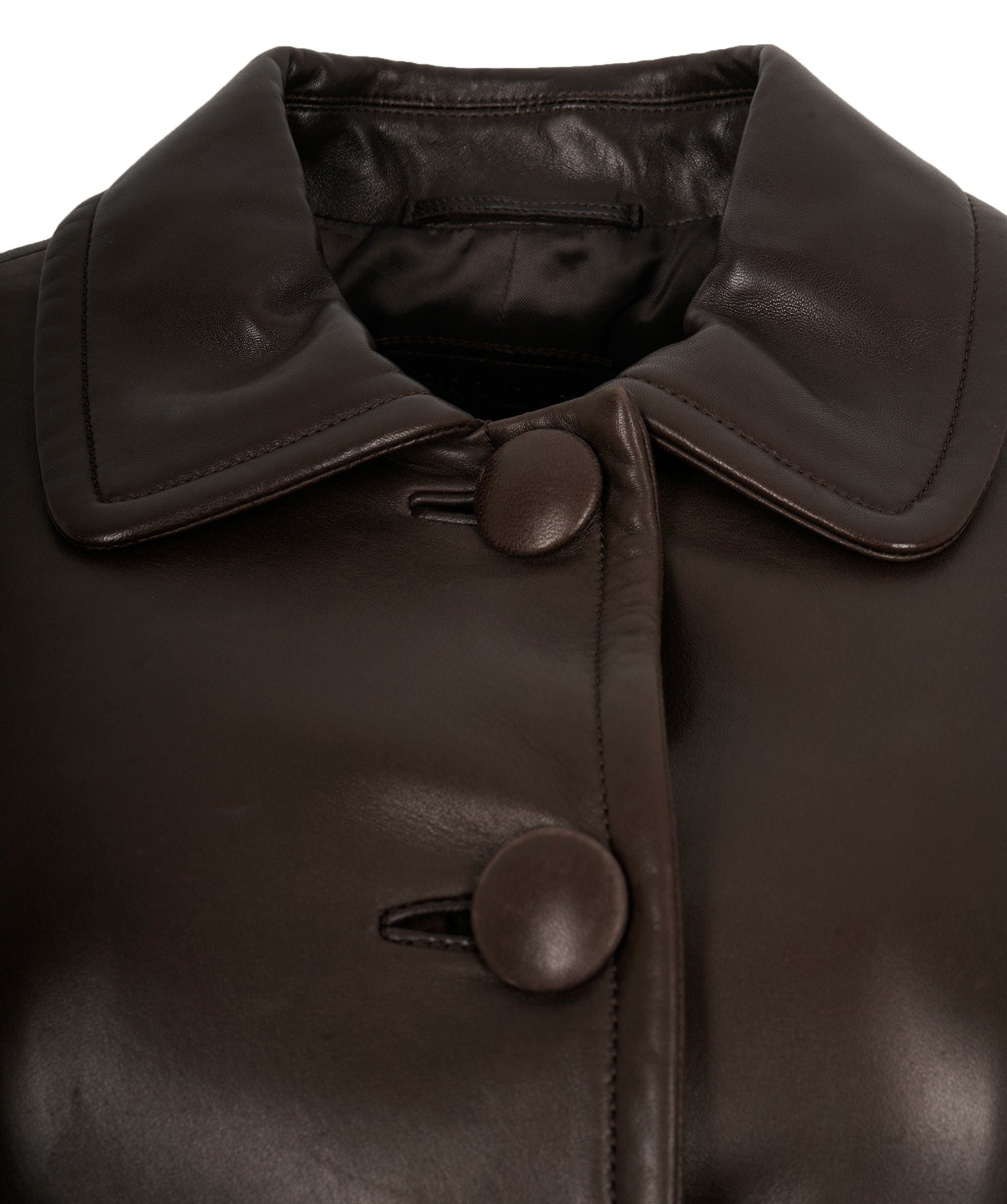 Prada Prada Brown Leather Double breasted Jacket  ALL0548