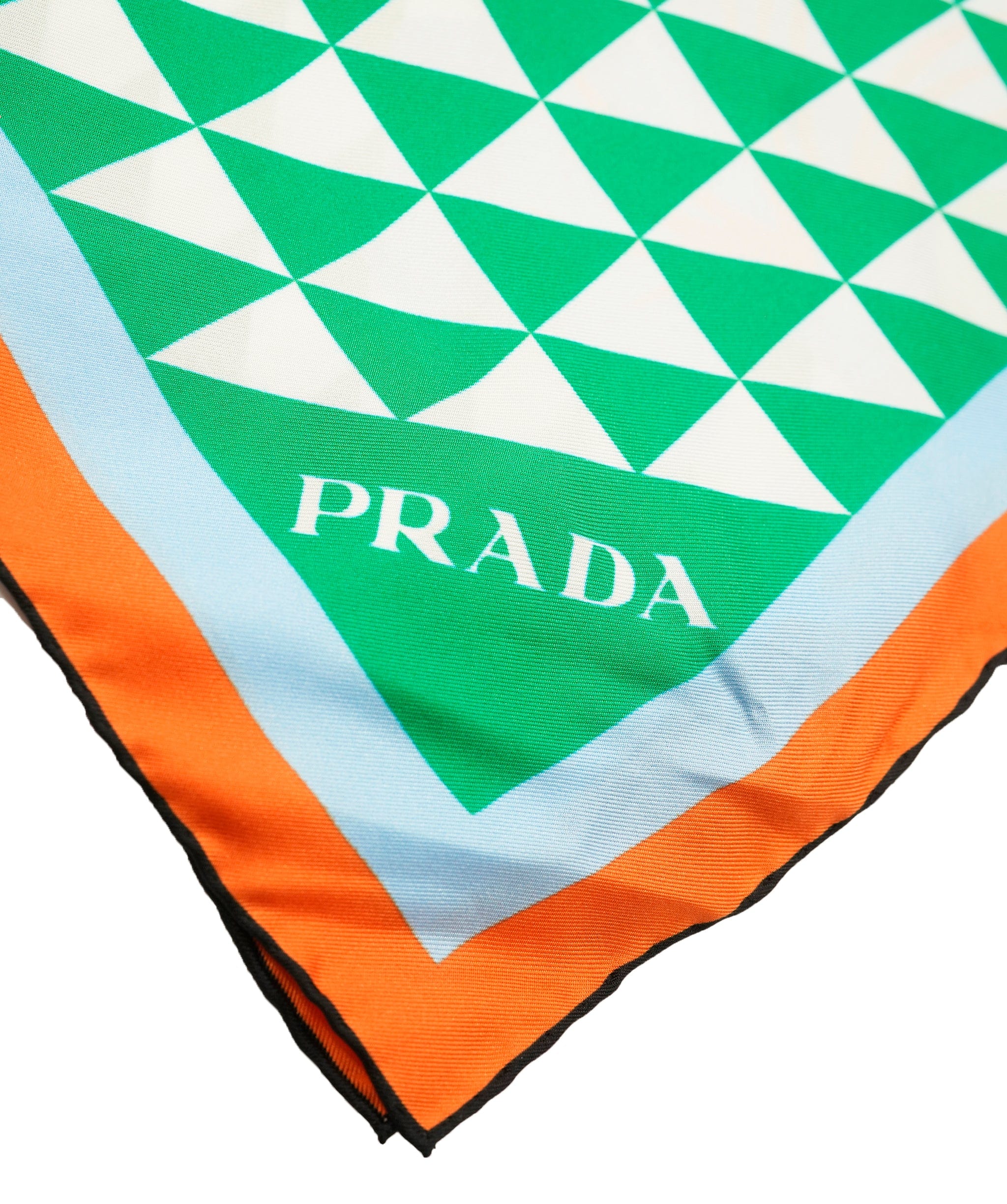 Prada Prada Green Silk Checked Scarf  ALL1085